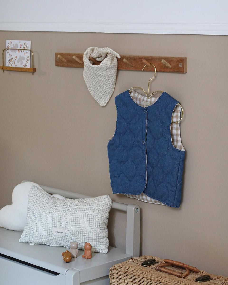 Veste matelassée sans manches Jean / Vichy Camel