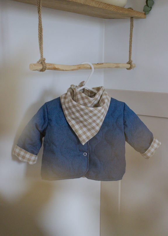 Veste matelassée avec manches Jean / Vichy Camel