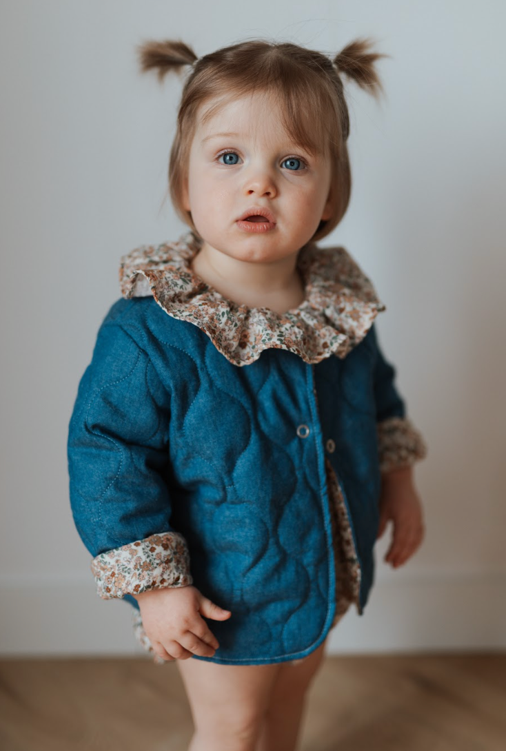 Veste matelassée avec manches Jean / Bouquet Floral