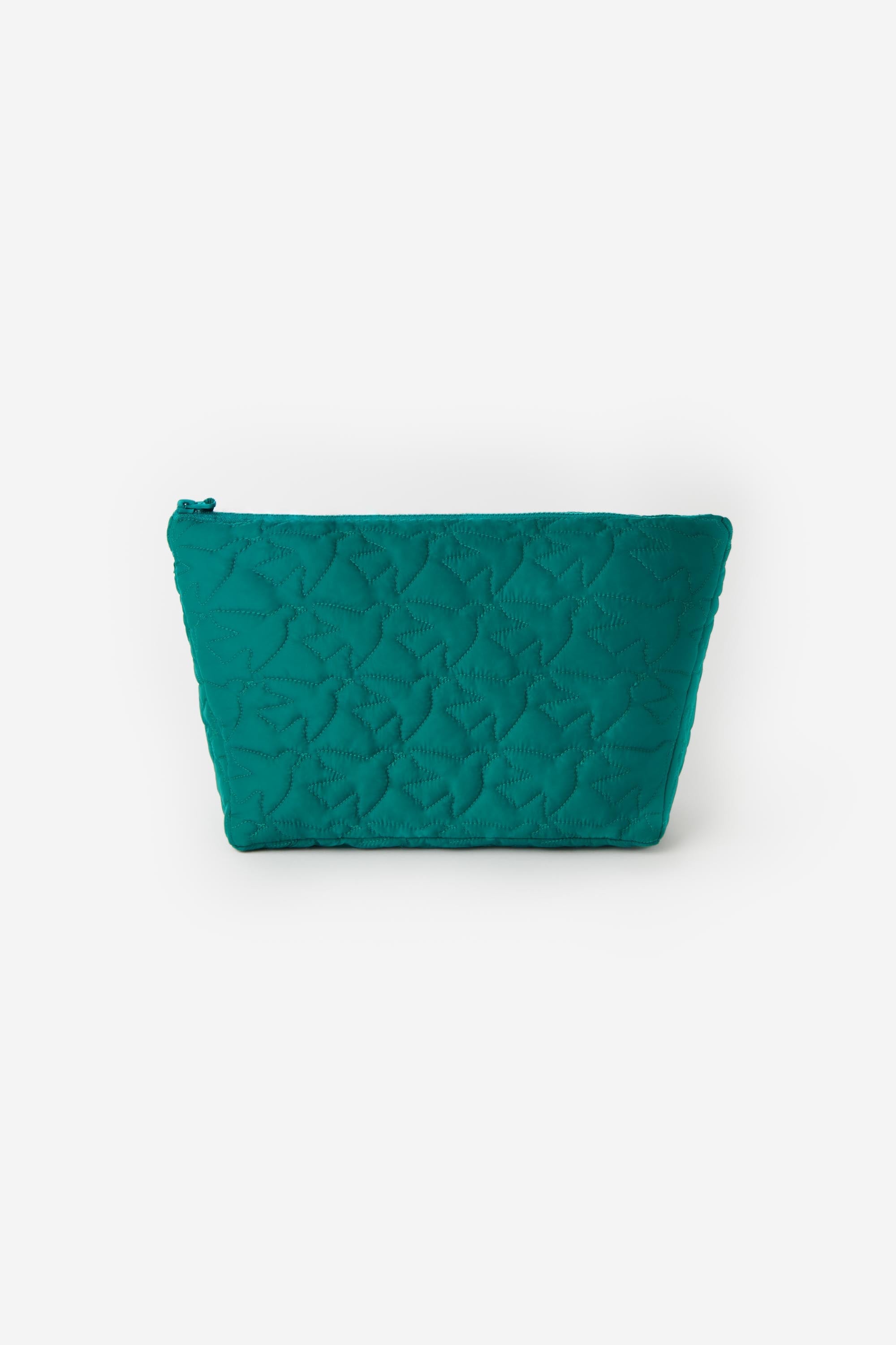 trousse de toilette en nylon vert. Motif matelassage oiseaux. grande ouverture. 2 poches intérieures.grande taille pour ranger tout le nécessaire pour la toilette de votre bébé. 26 PARADIS