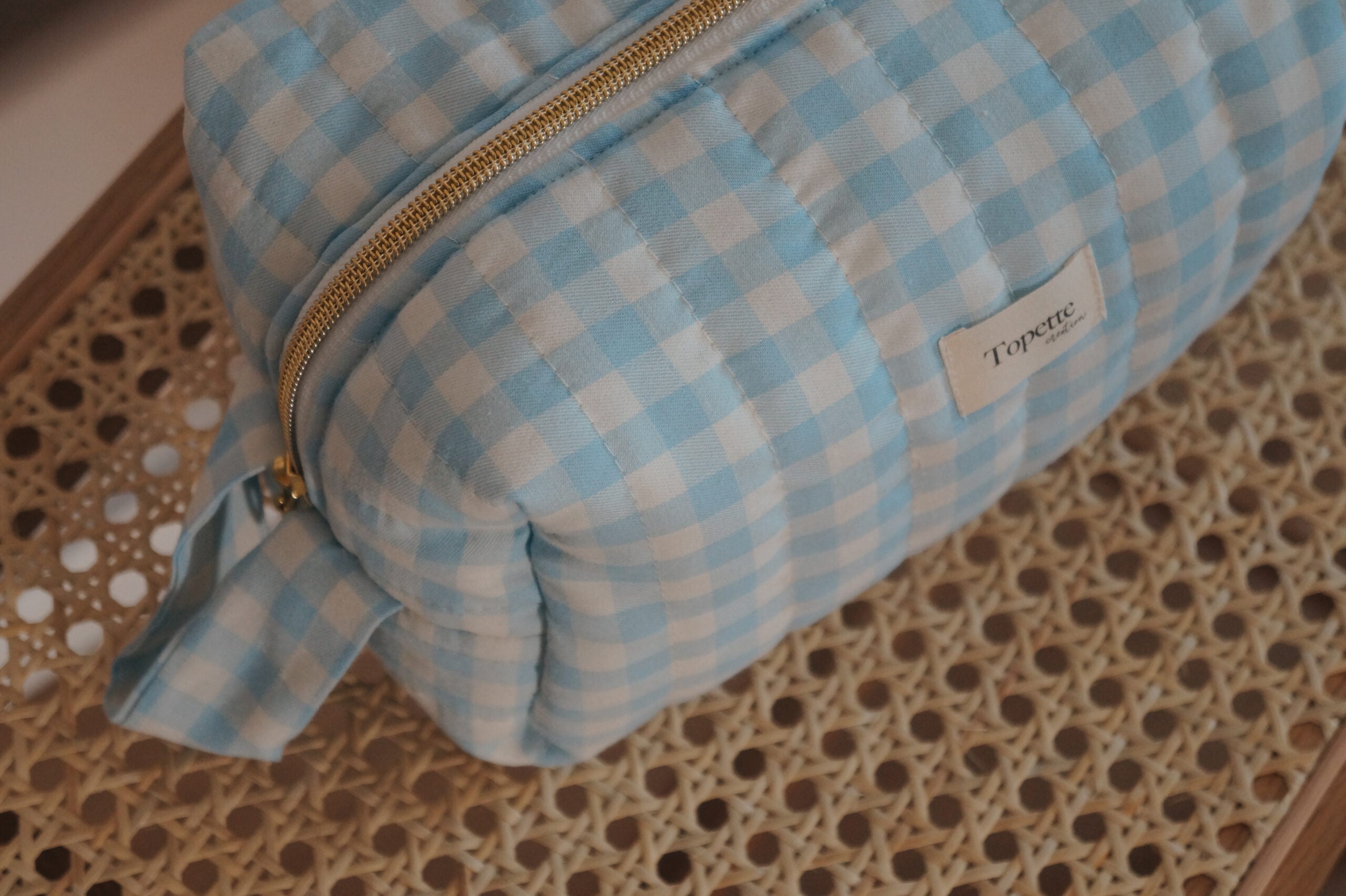 Trousse de toilette Vichy Bleu ciel