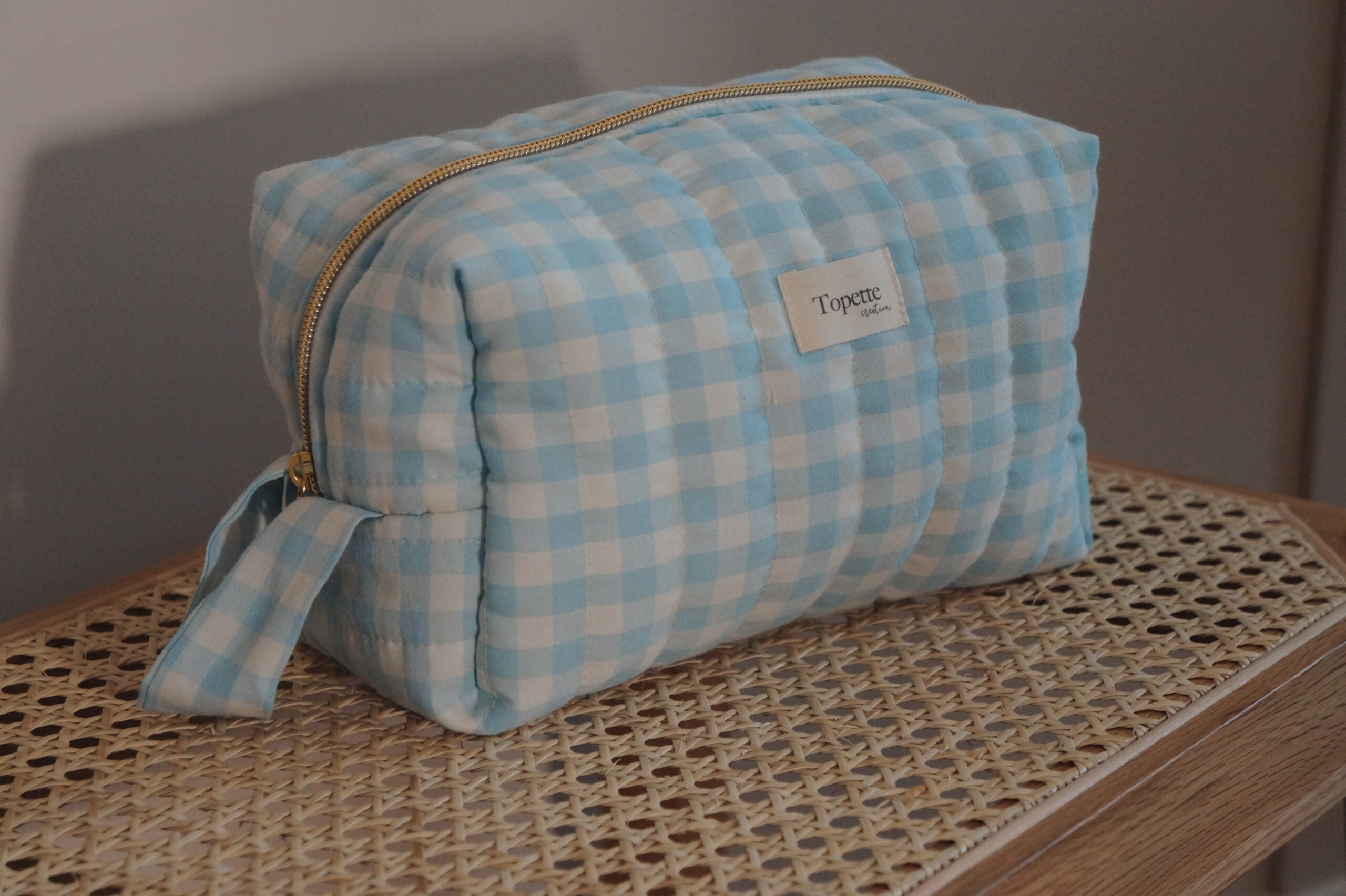 Trousse de toilette Vichy Bleu ciel