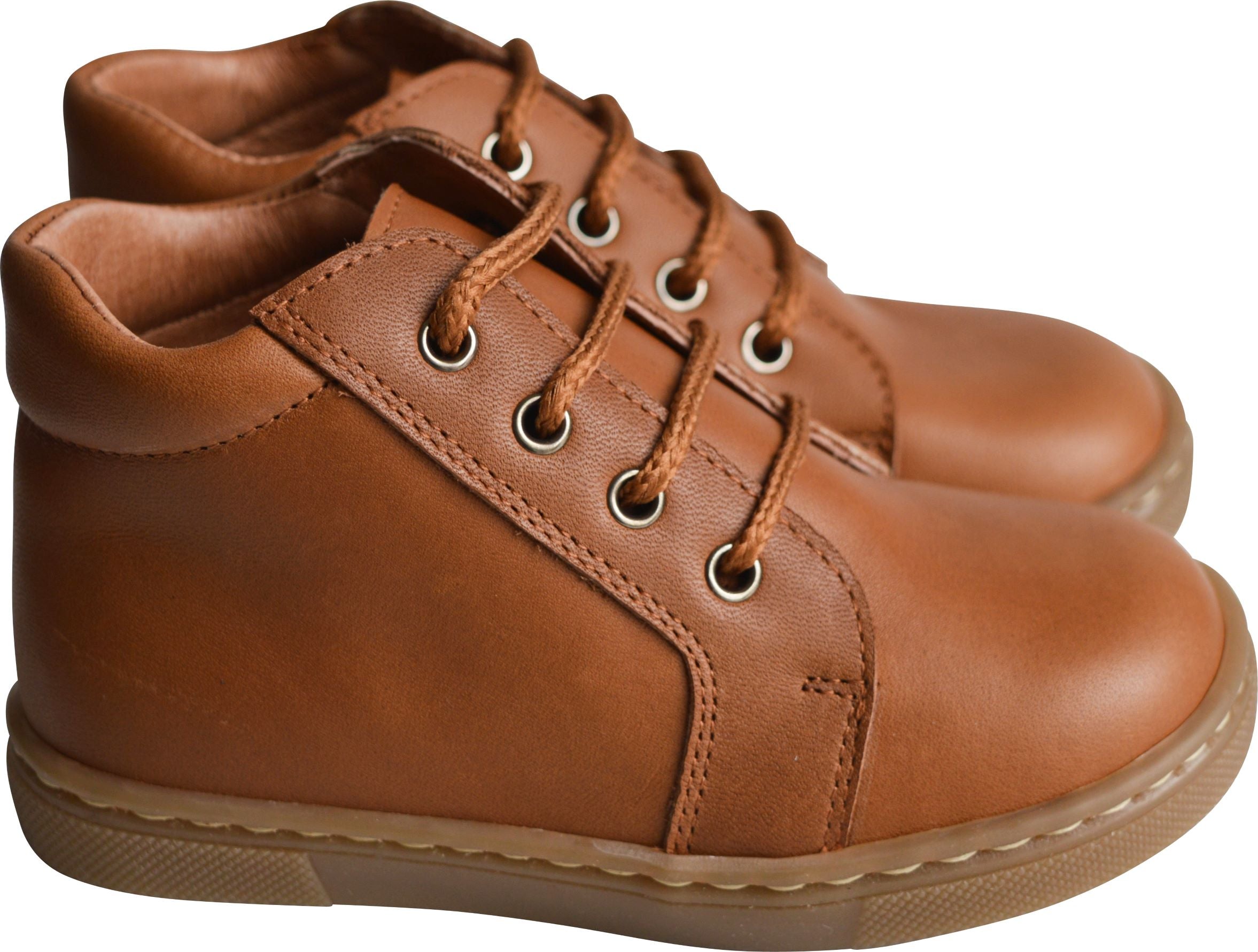 Chaussures Garçon Souples À Lacets Achille - Cuir Camel