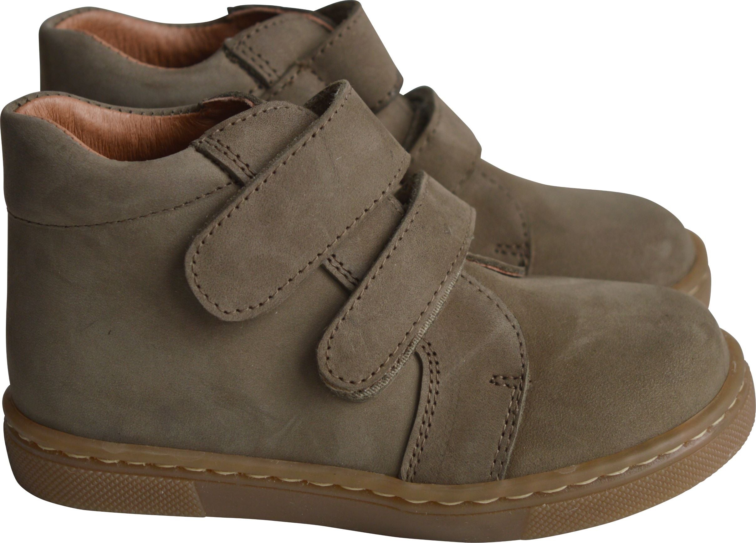 Chaussures Garçon Souples Scratch Achille - Nubuck Kaki Vert