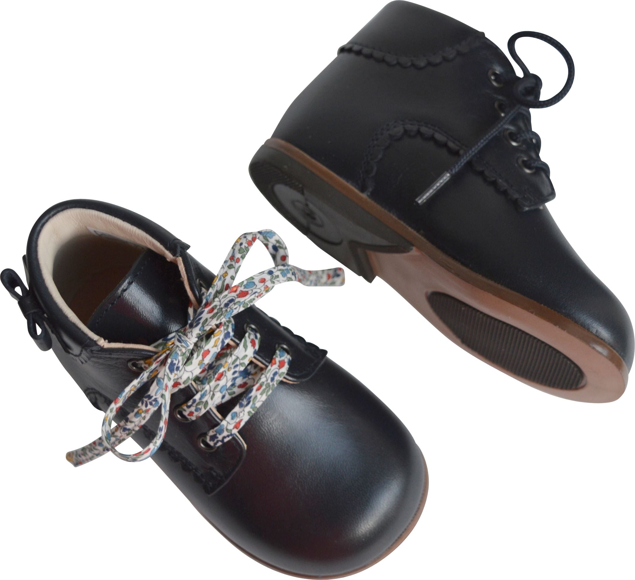 Chaussures Bottillons Souples Clarence Noeud - Cuir Marine