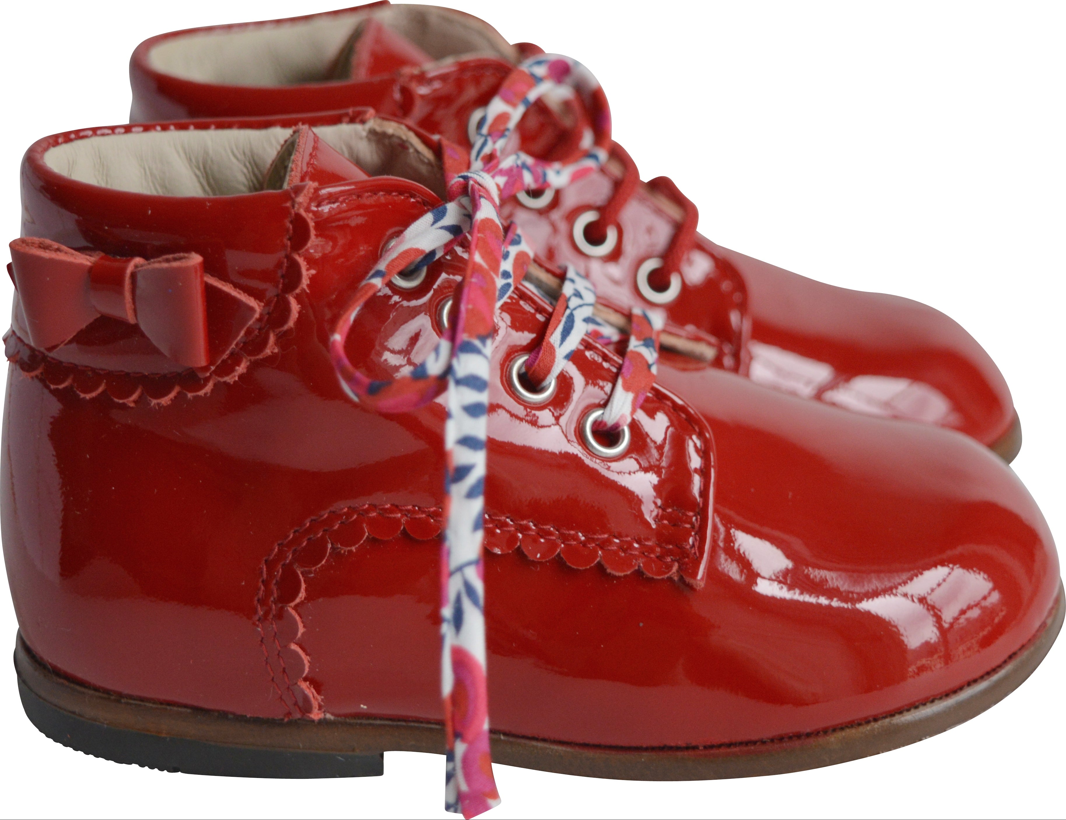 Chaussures Bottillons Souples Clarence Noeud - Vernis Rouge