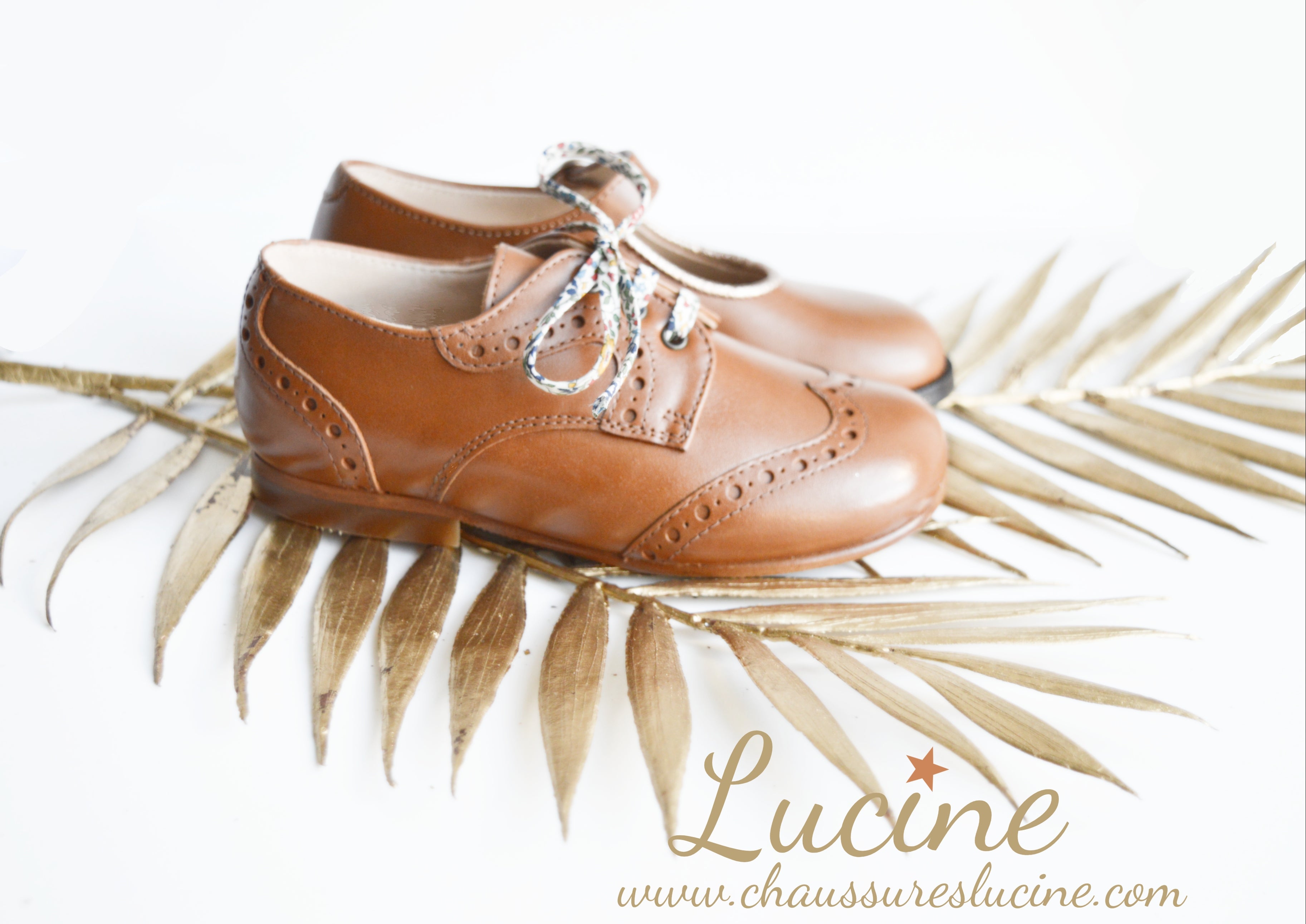 Chaussures Derbies Enfant À Lacets Gabriel Bout Golf - Cuir Camel