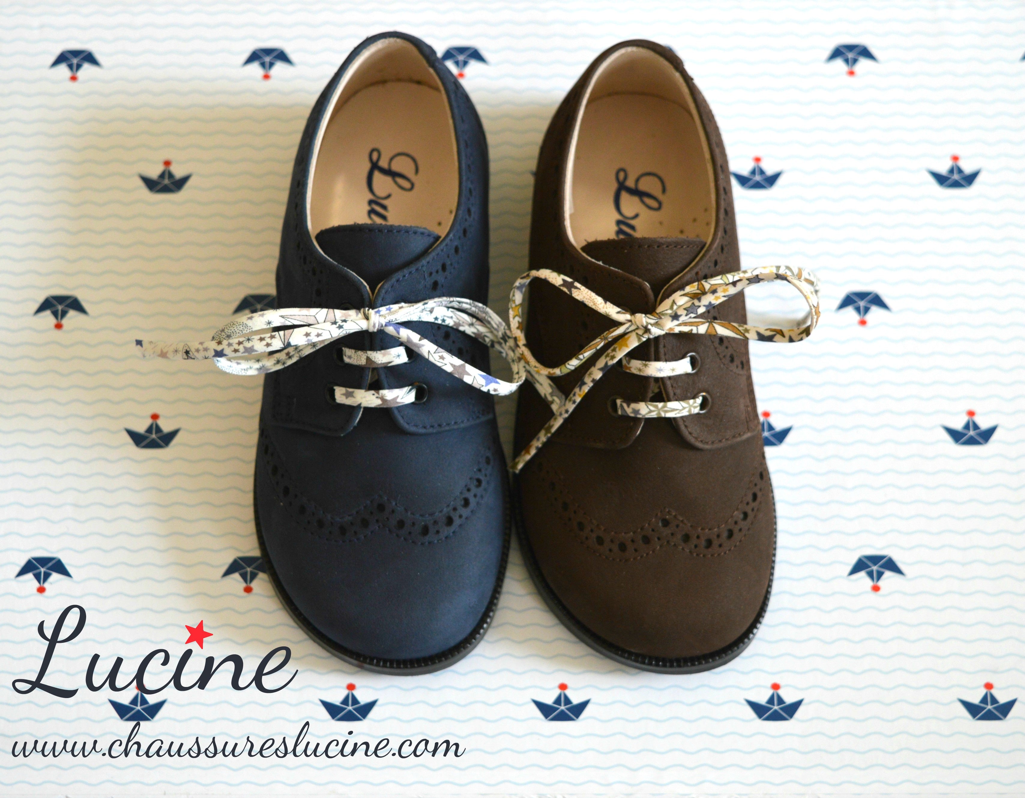 Chaussures Derbies Resistantes Enfant À Lacets Gabriel Bout Golf - Nubuck Bleu Marine