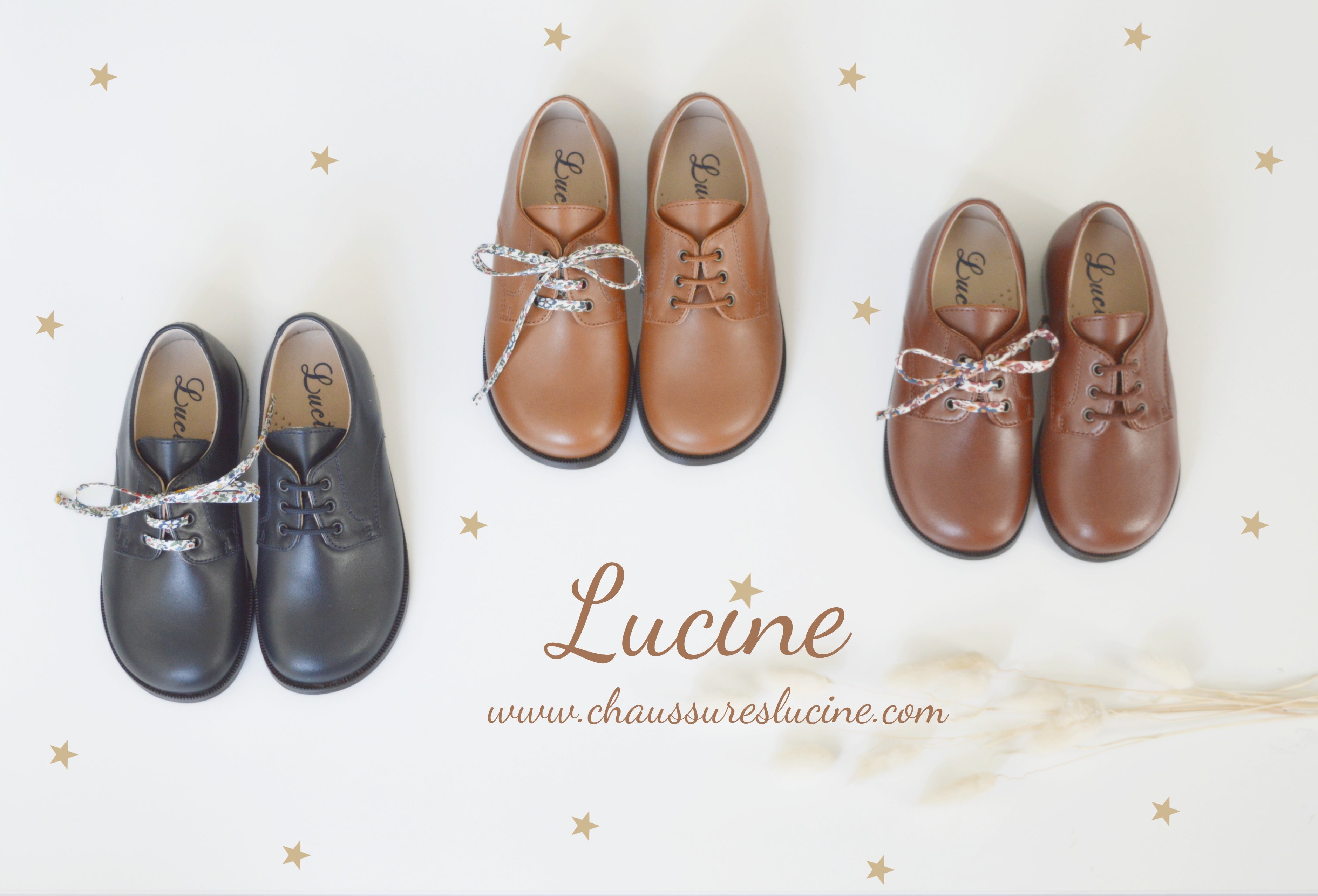 Chaussures Derbies Enfant Resistantes À Lacets Gaël - Cuir Cognac