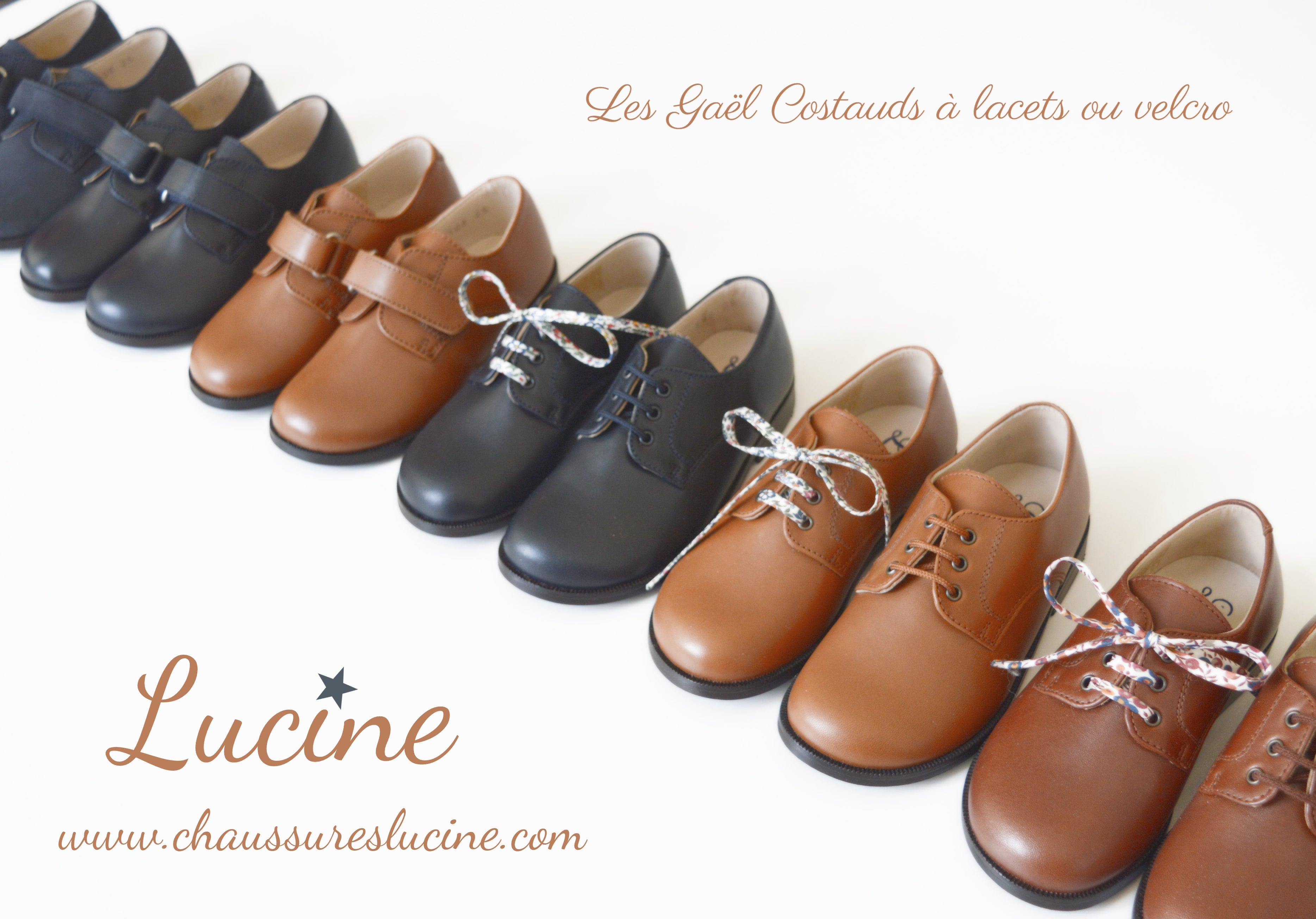 Chaussures Derbies Enfant Resistantes À Lacets Gaël - Cuir Cognac