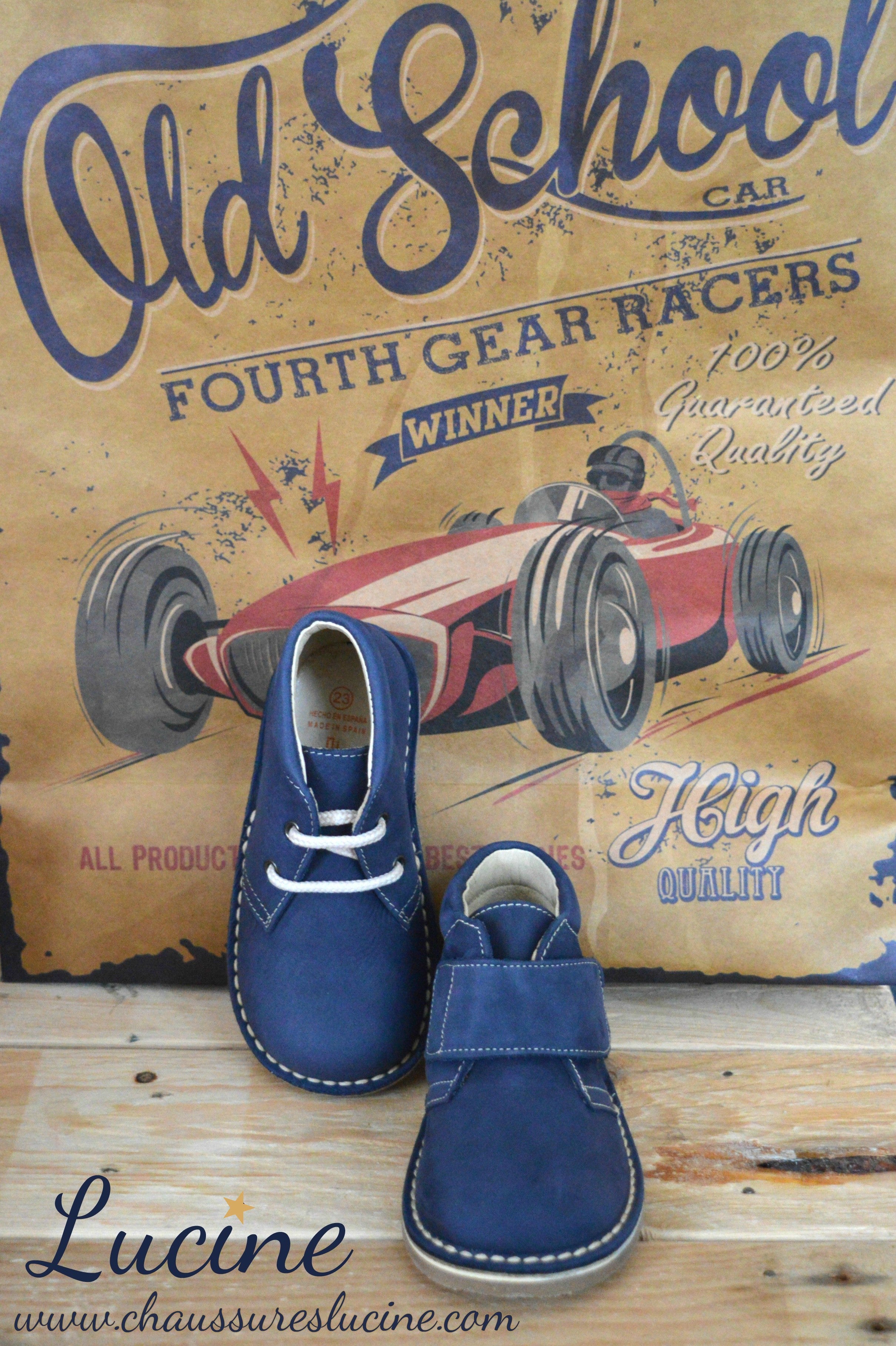 Chaussures Garçon À Lacets Gaspard - Nubuck Bleu Navy