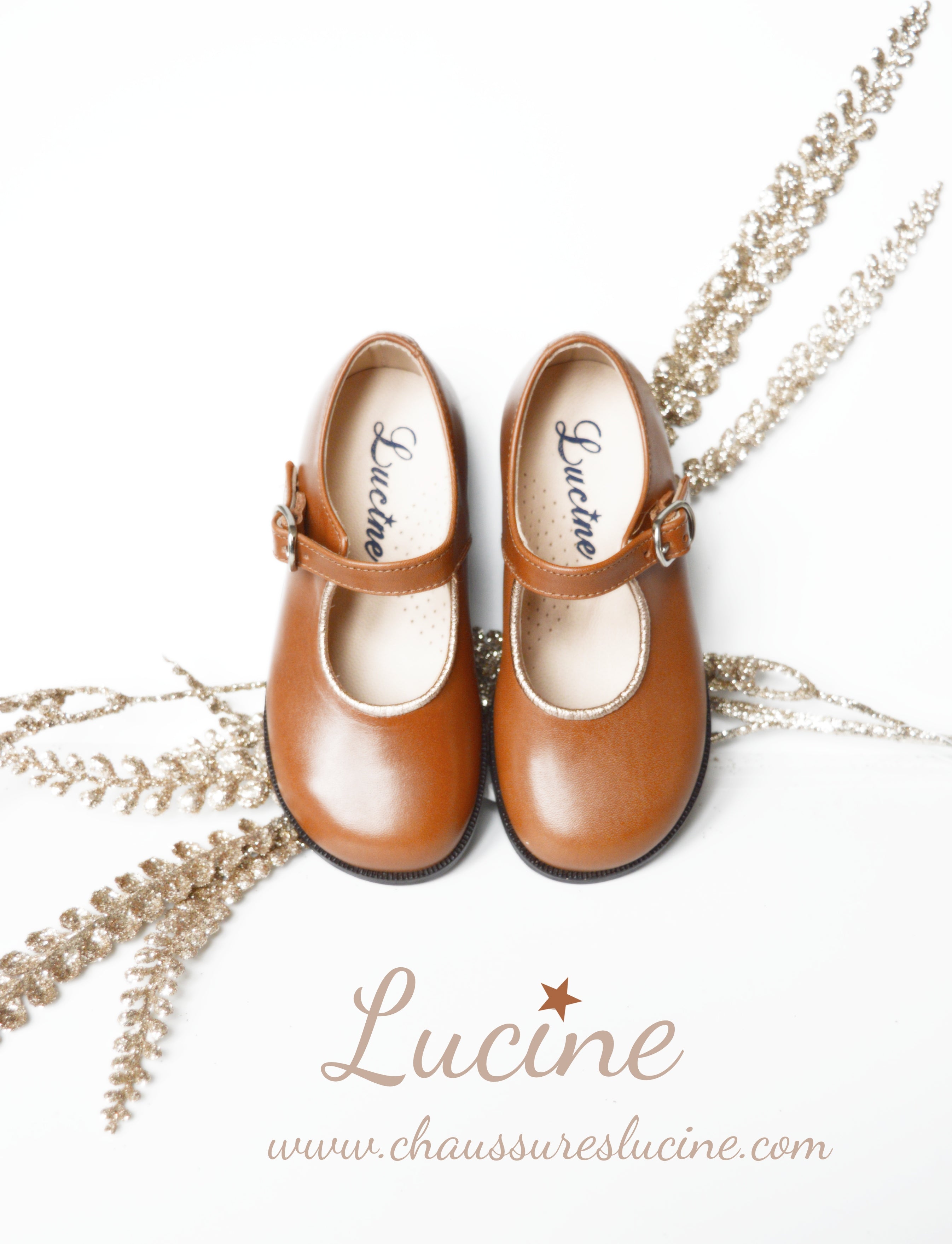 Chaussures Louise Resistantes Fille À Boucle - Cuir Camel Or