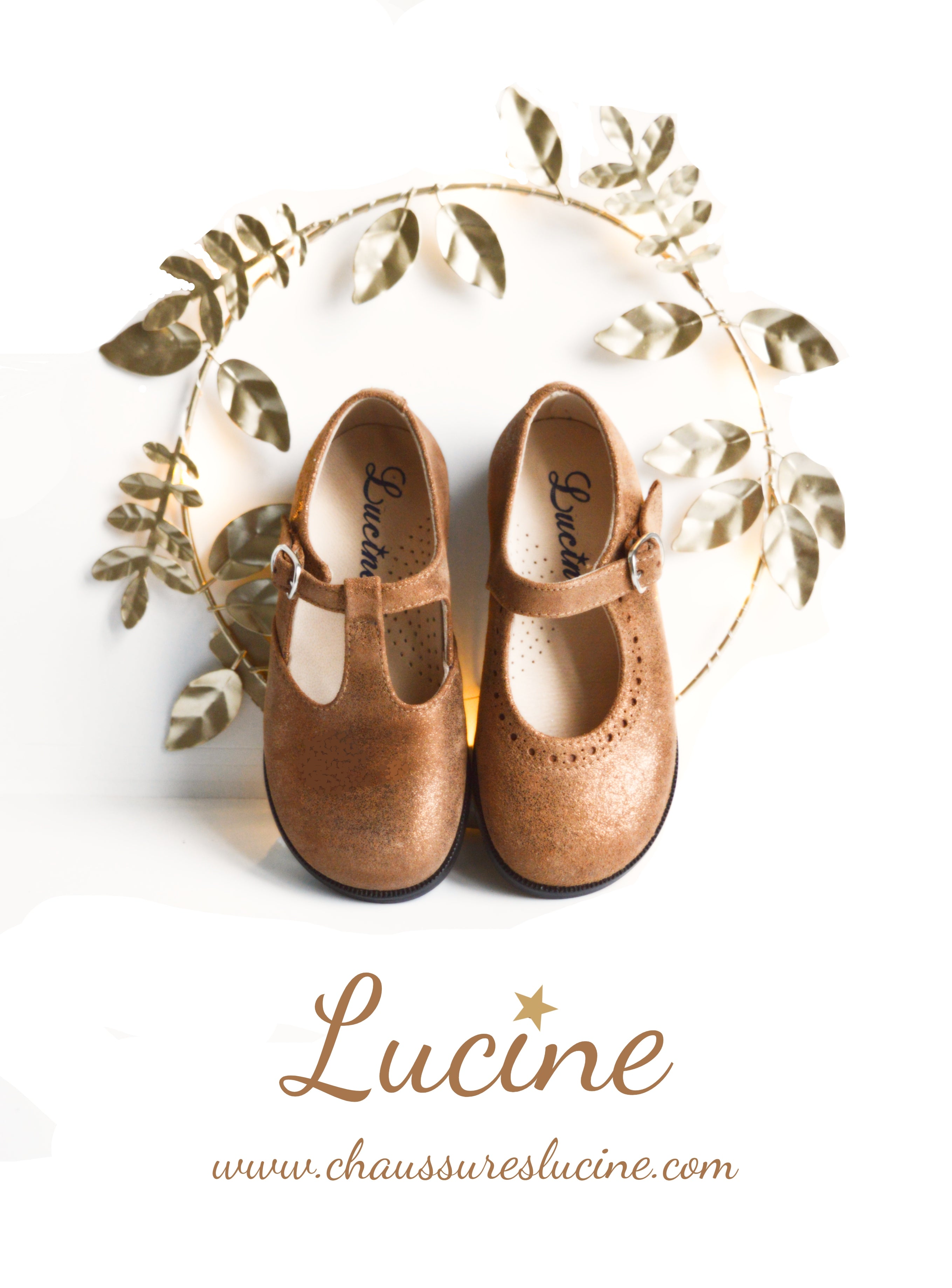 Chaussures Louise Resistantes Fille À Boucle - Cuir Camel Irisé