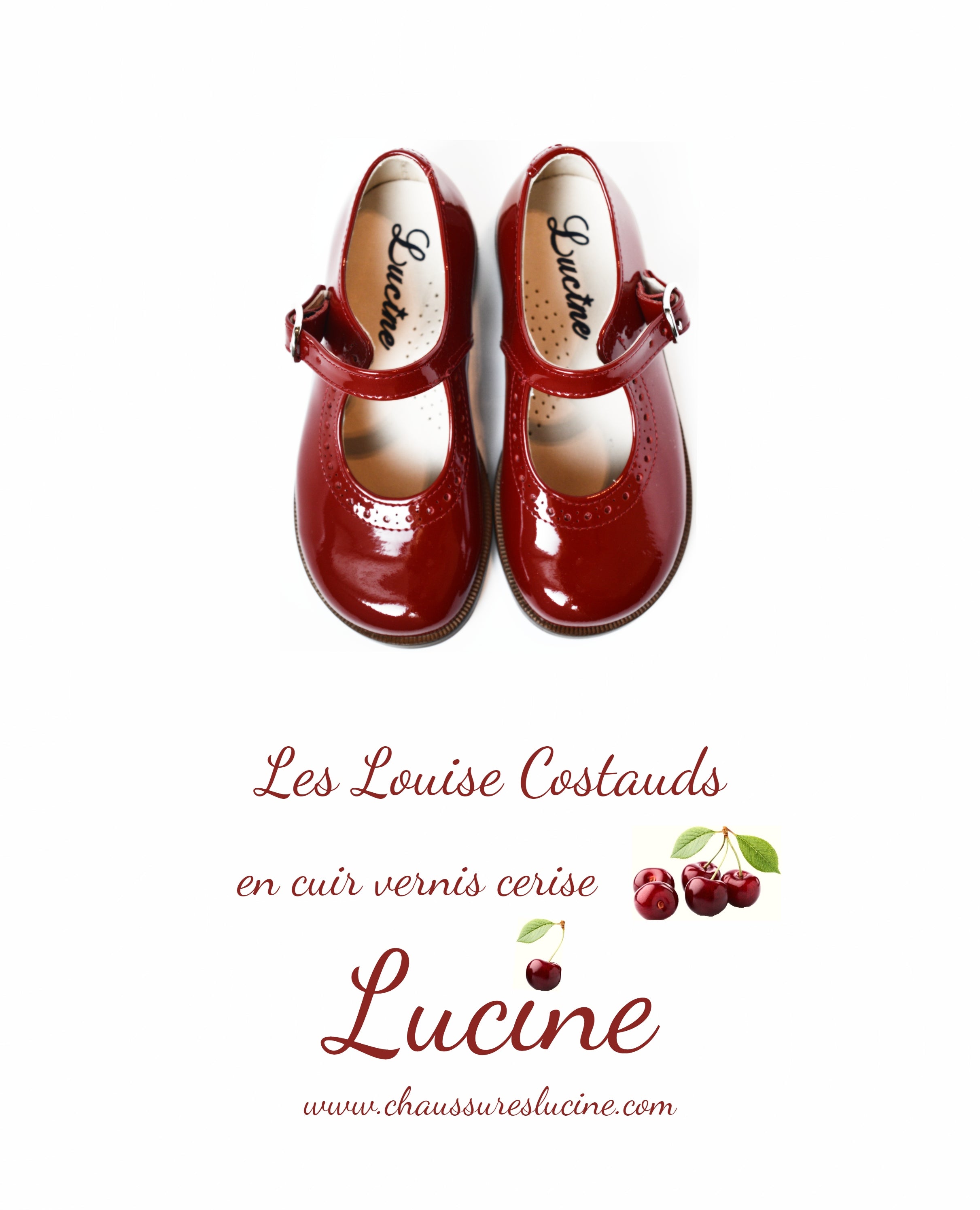 Chaussures Louise Resistantes Fille À Boucle - Cuir Vernis Rouge Cerise