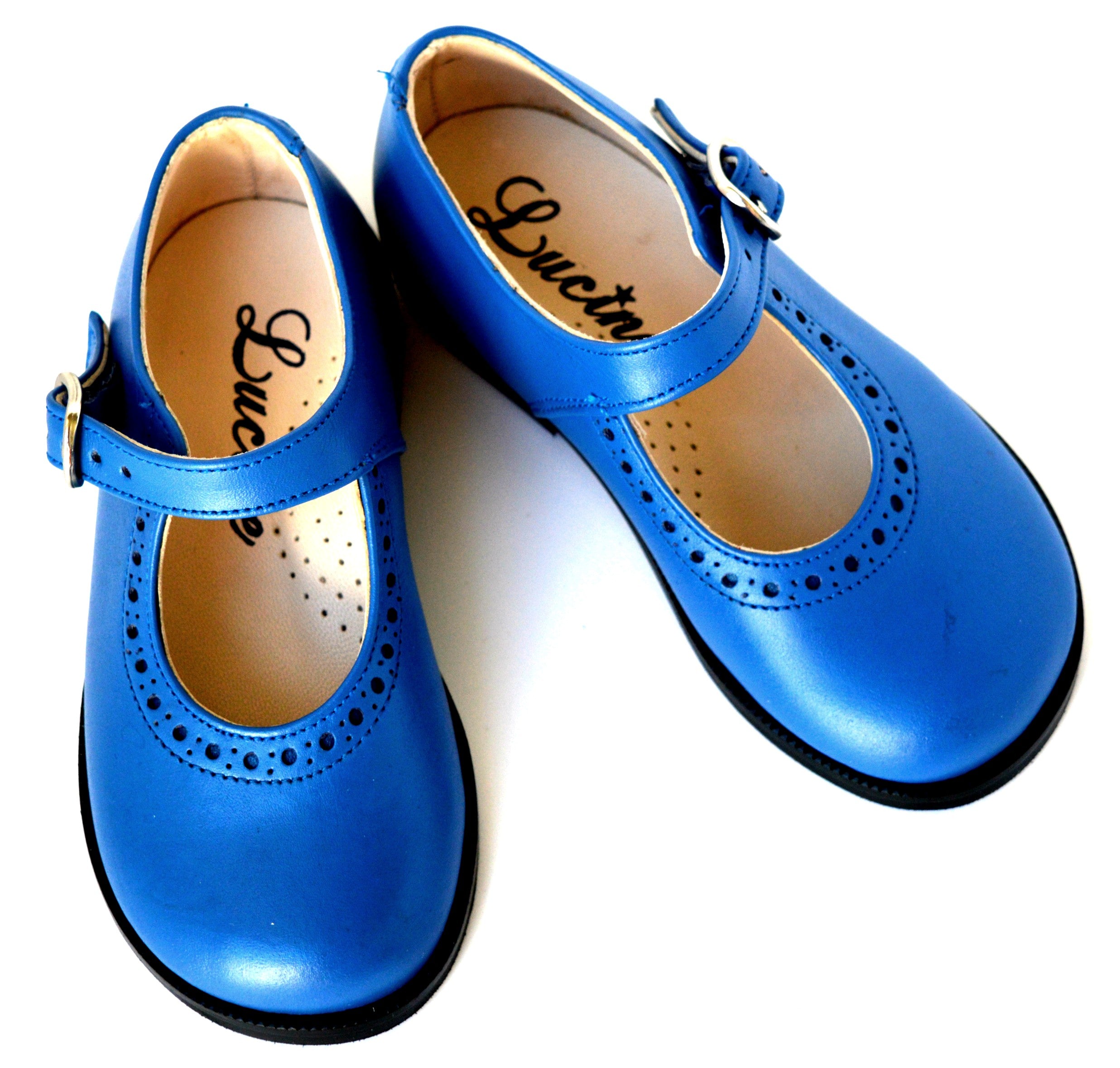 Chaussures Louise Resistantes Fille À Boucle - Cuir Bleu Royal