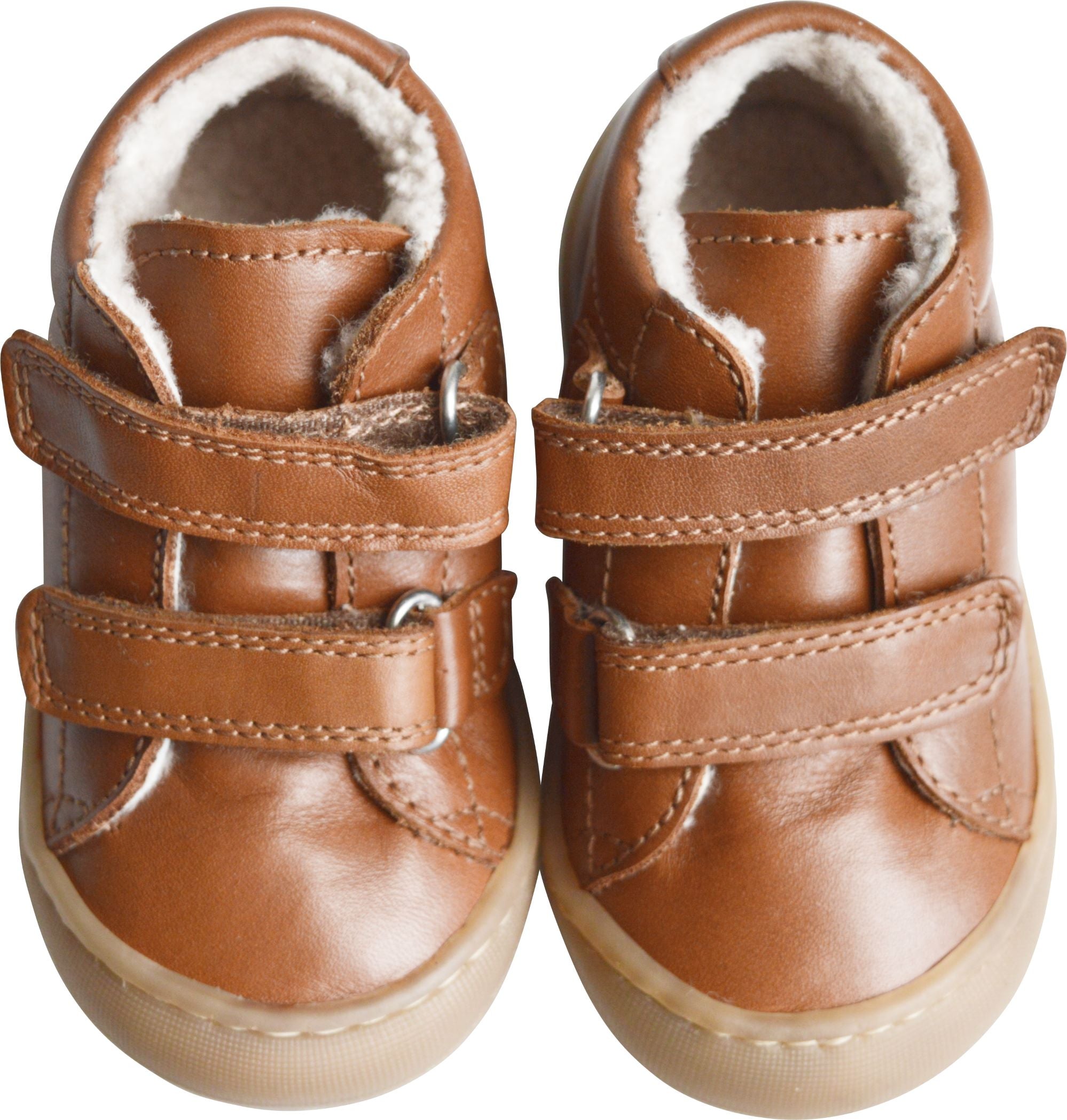 Chaussures Fourrées Scratchs Souples Max - Cuir Camel