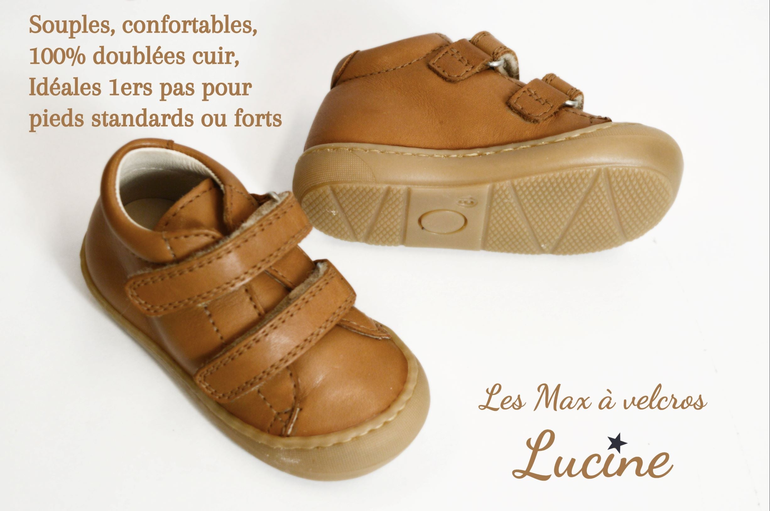 Chaussures Scratchs Souples Max - Cuir Camel