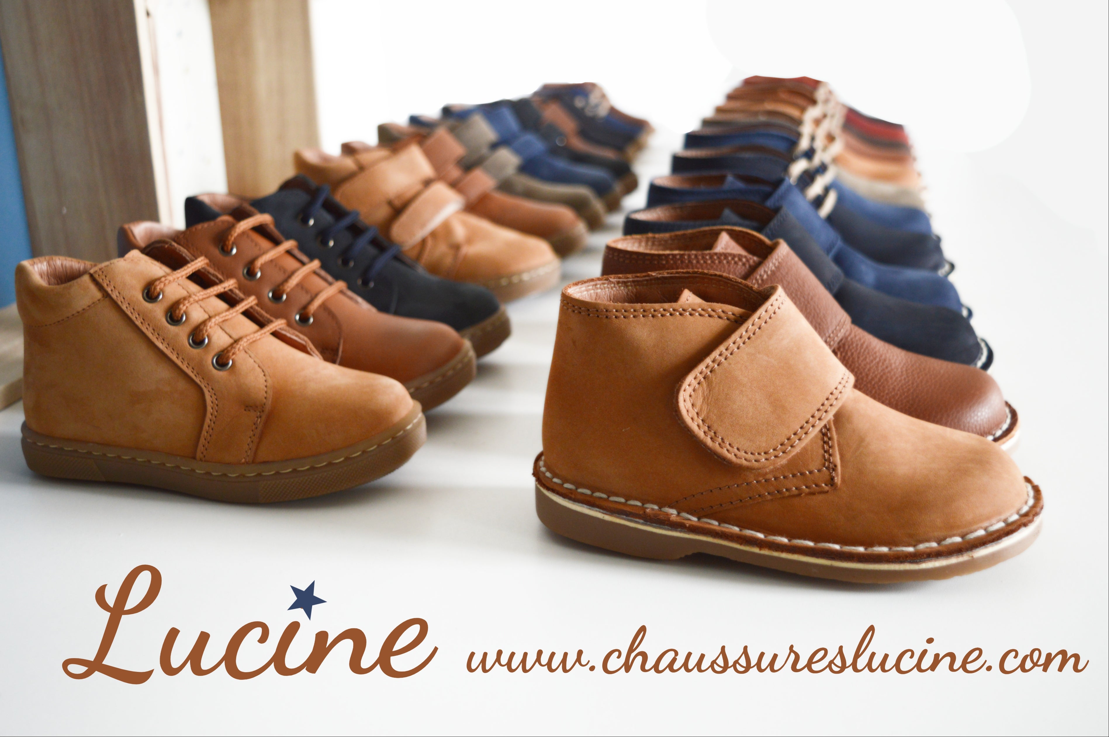 Chaussures Garçon Scratch Derbies Médéric - Nubuck Camel