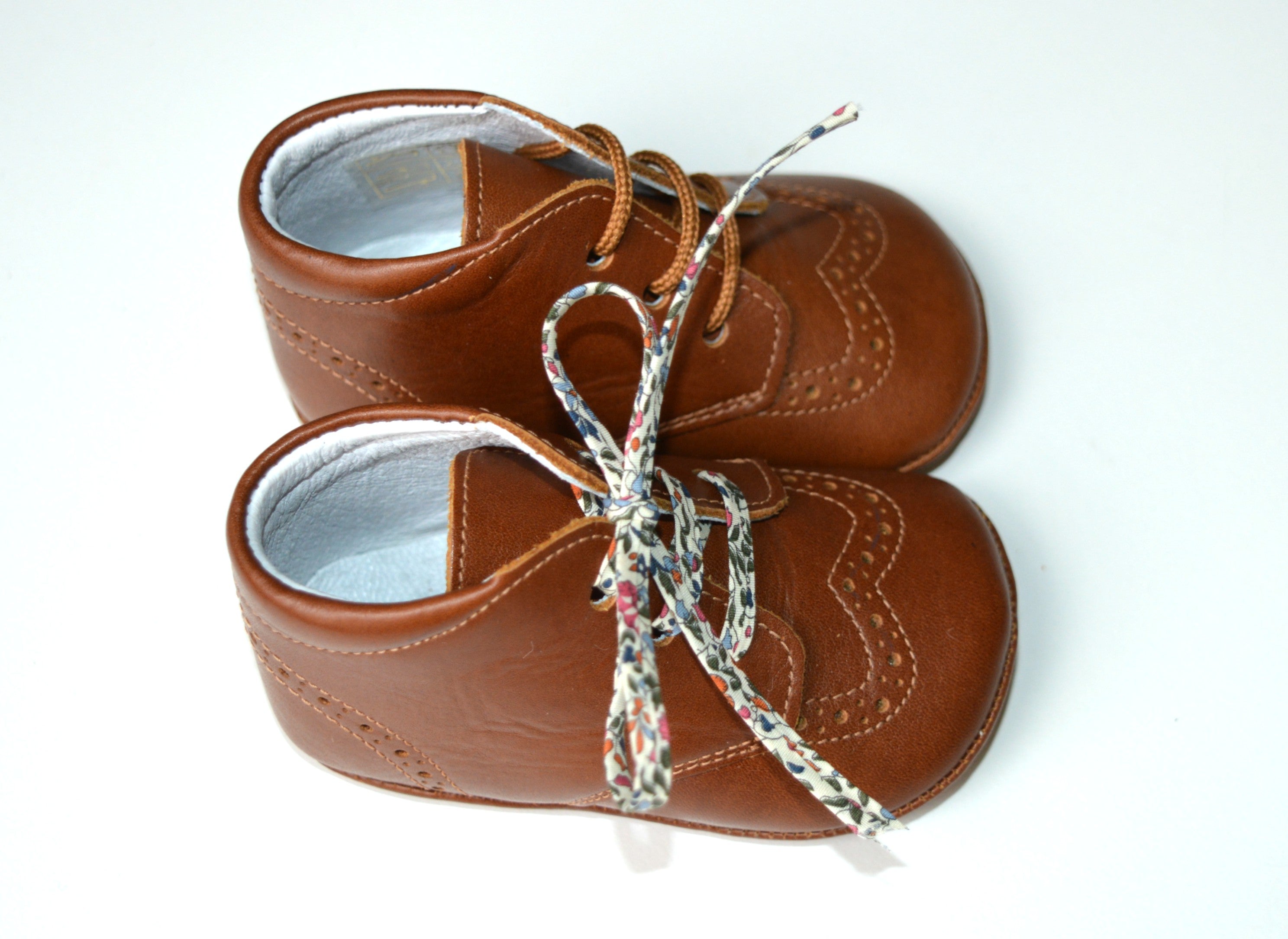 Chaussons Bébé Souples Antidérapants Mini-Adonis - Cuir Cognac