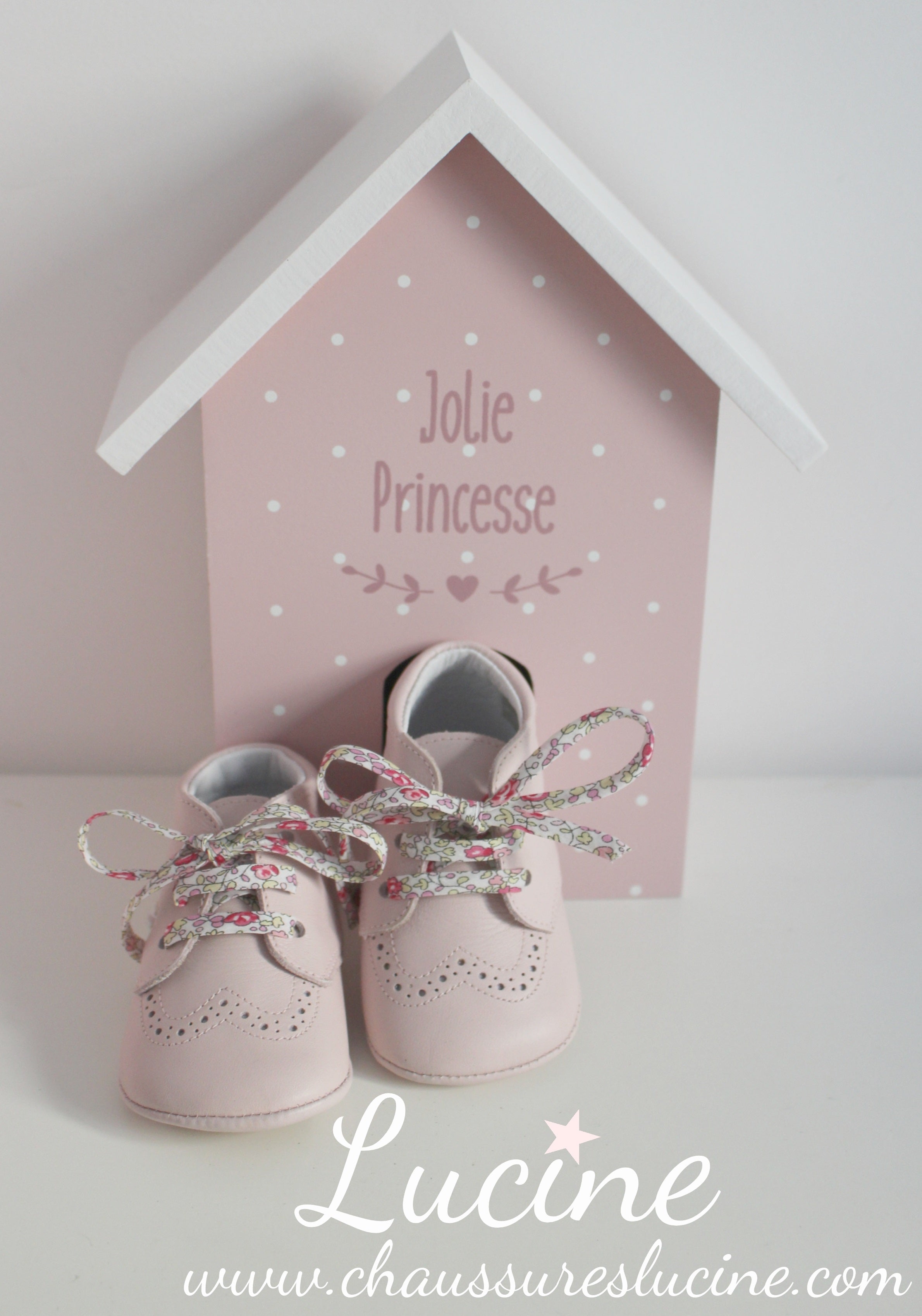 Chaussons Bébé Souples Antidérapants Mini-Adonis - Cuir Rose Pâle