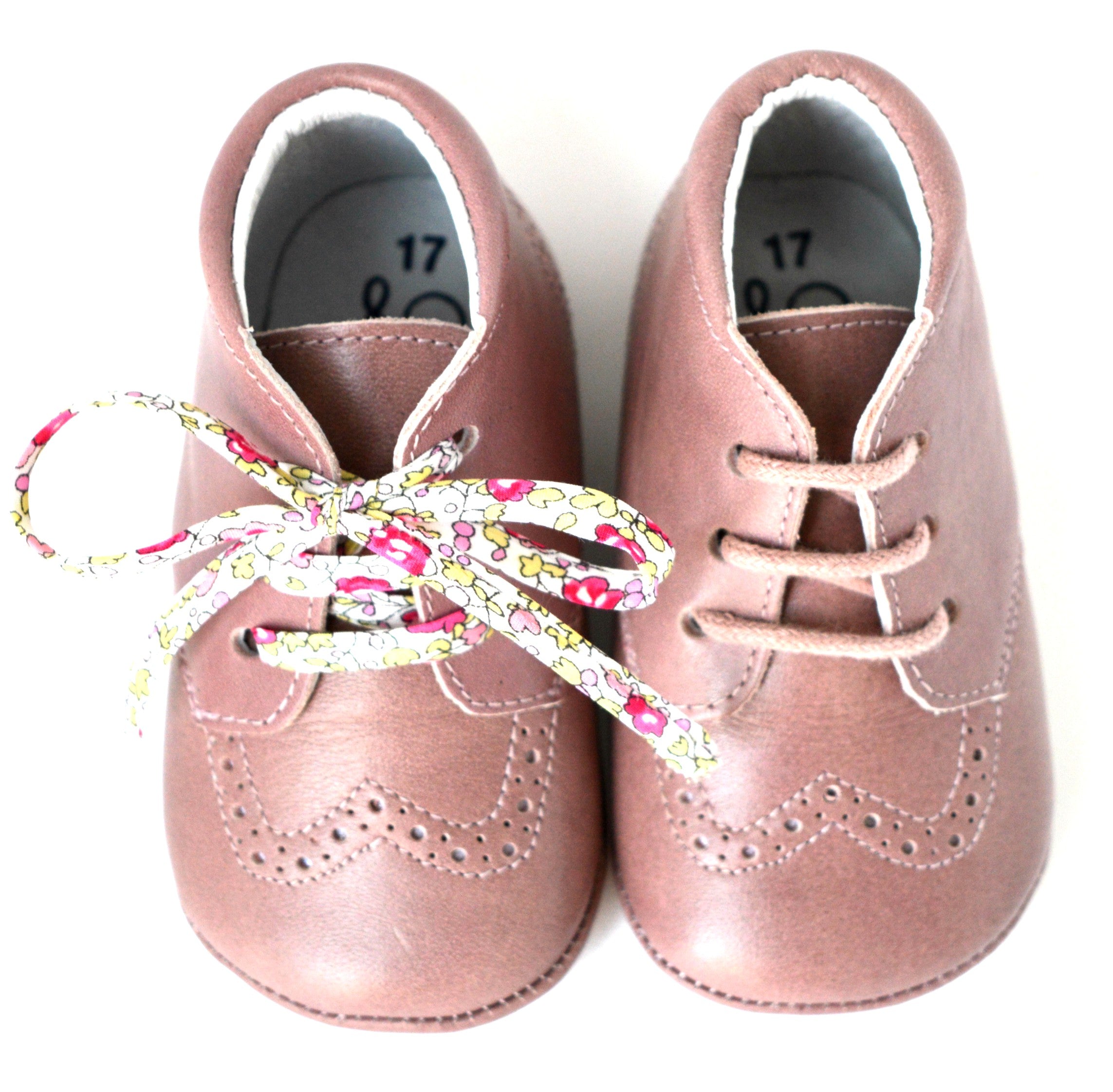 Chaussons Bébé Souples Antidérapants Mini-Adonis - Cuir Vieux Rose