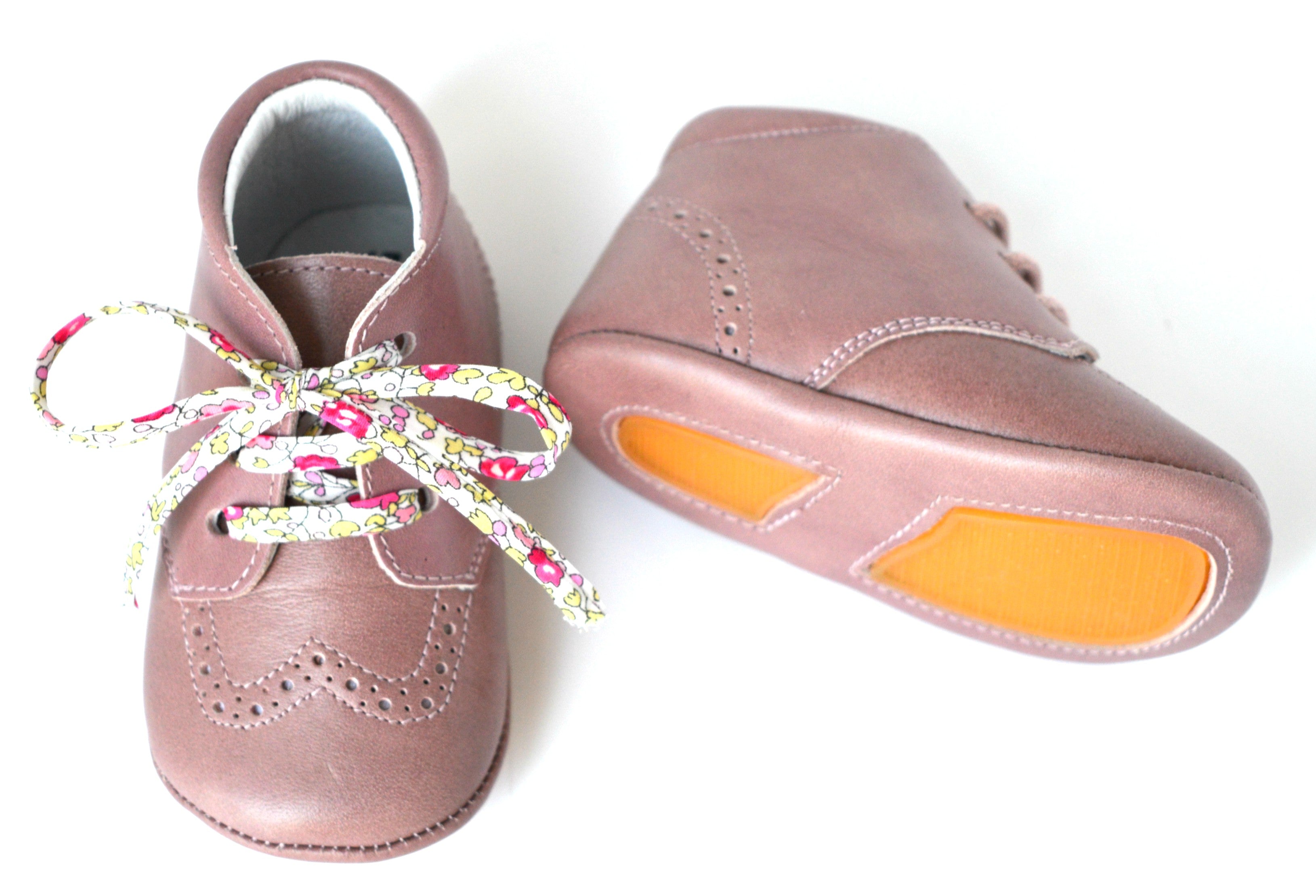 Chaussons Bébé Souples Antidérapants Mini-Adonis - Cuir Vieux Rose