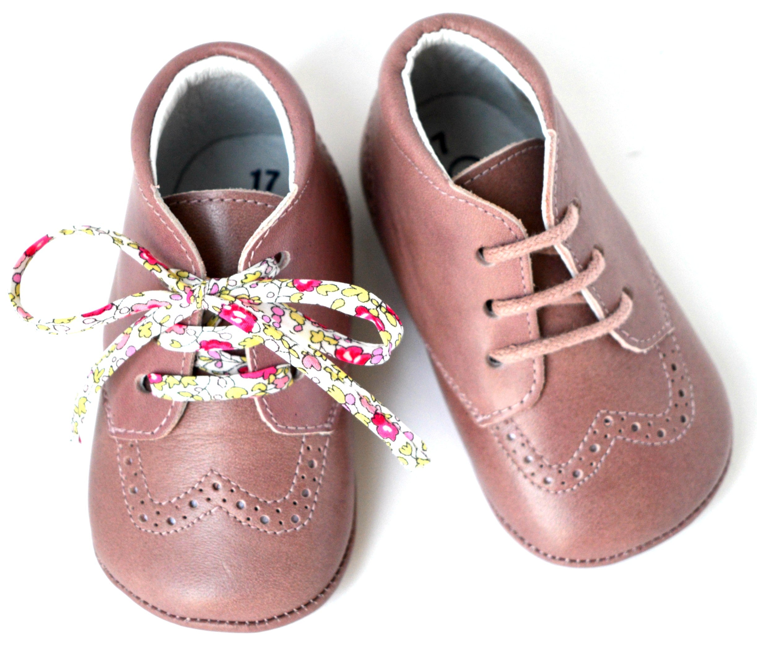 Chaussons Bébé Souples Antidérapants Mini-Adonis - Cuir Vieux Rose