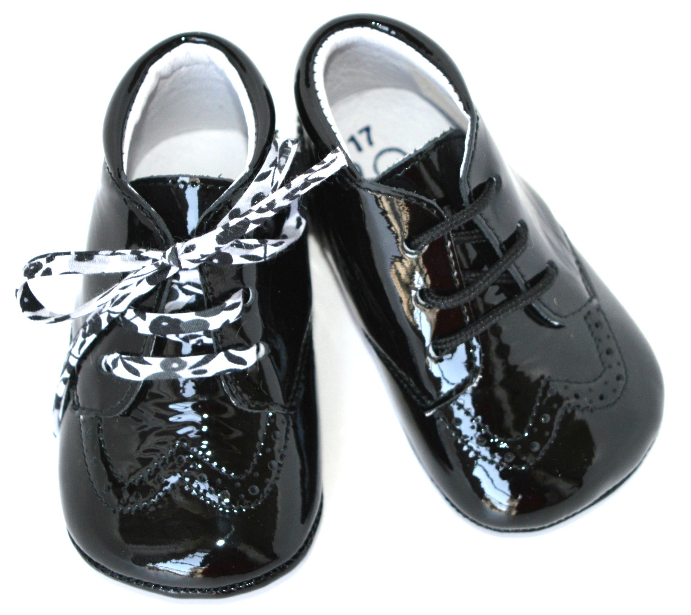 Chaussons Bébé Souples Antidérapants Fille Mini-Adonis - Cuir Vernis Noir