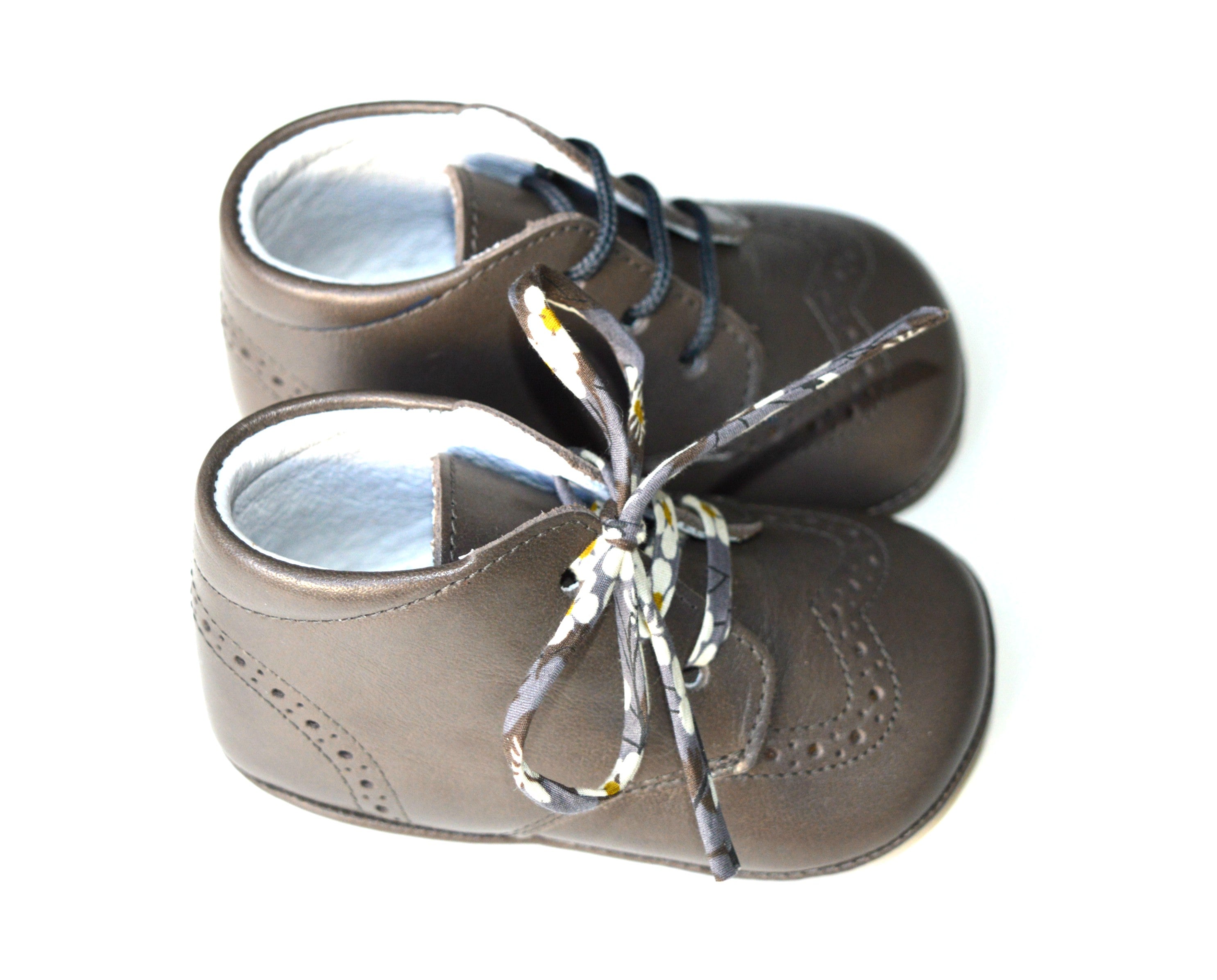 Chaussons Bébé Souples Antidérapants Mini-Adonis - Cuir Gris Taupe