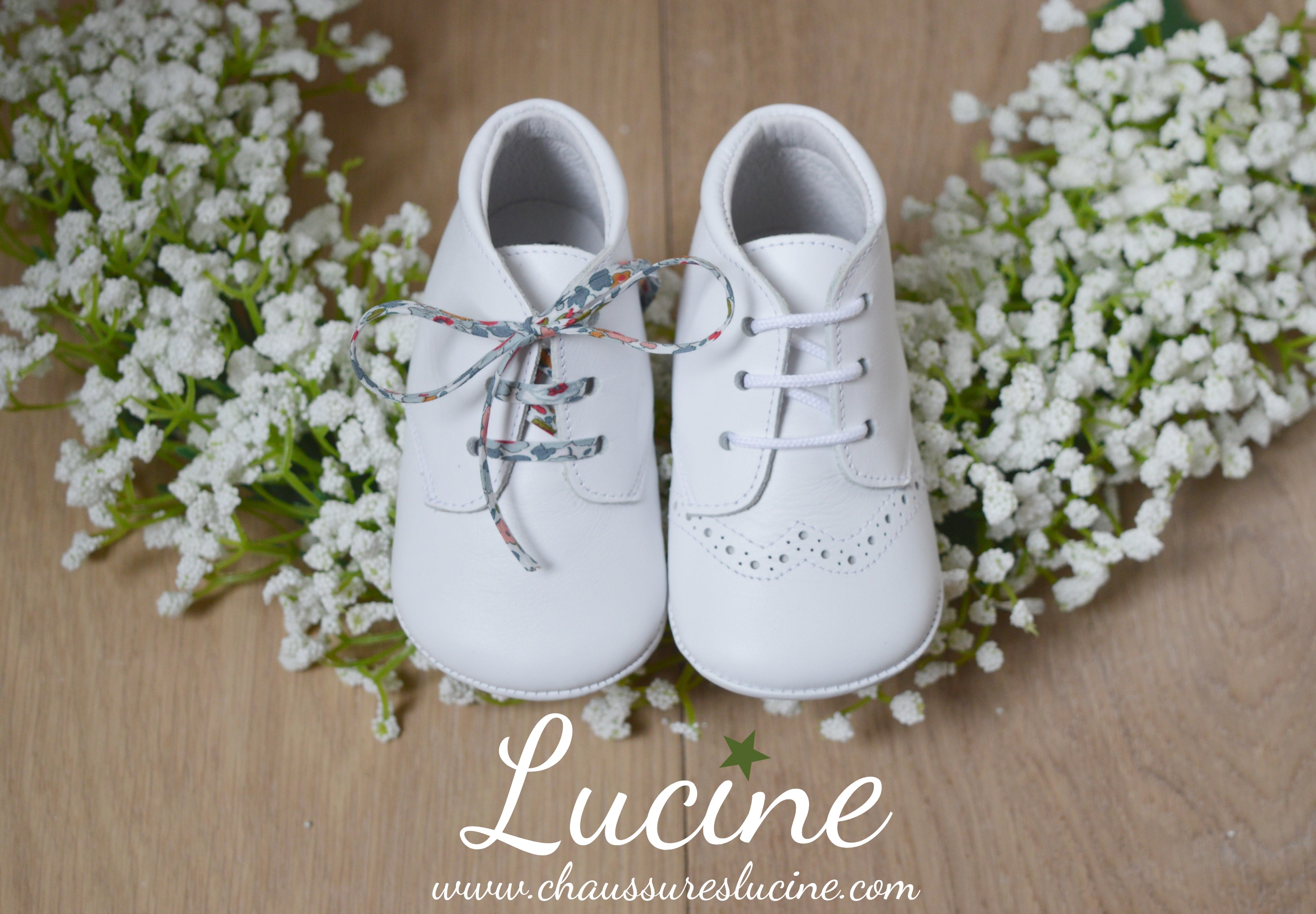 Chaussons Bébé Souples Antidérapants Mini-Adonis - Cuir Blanc