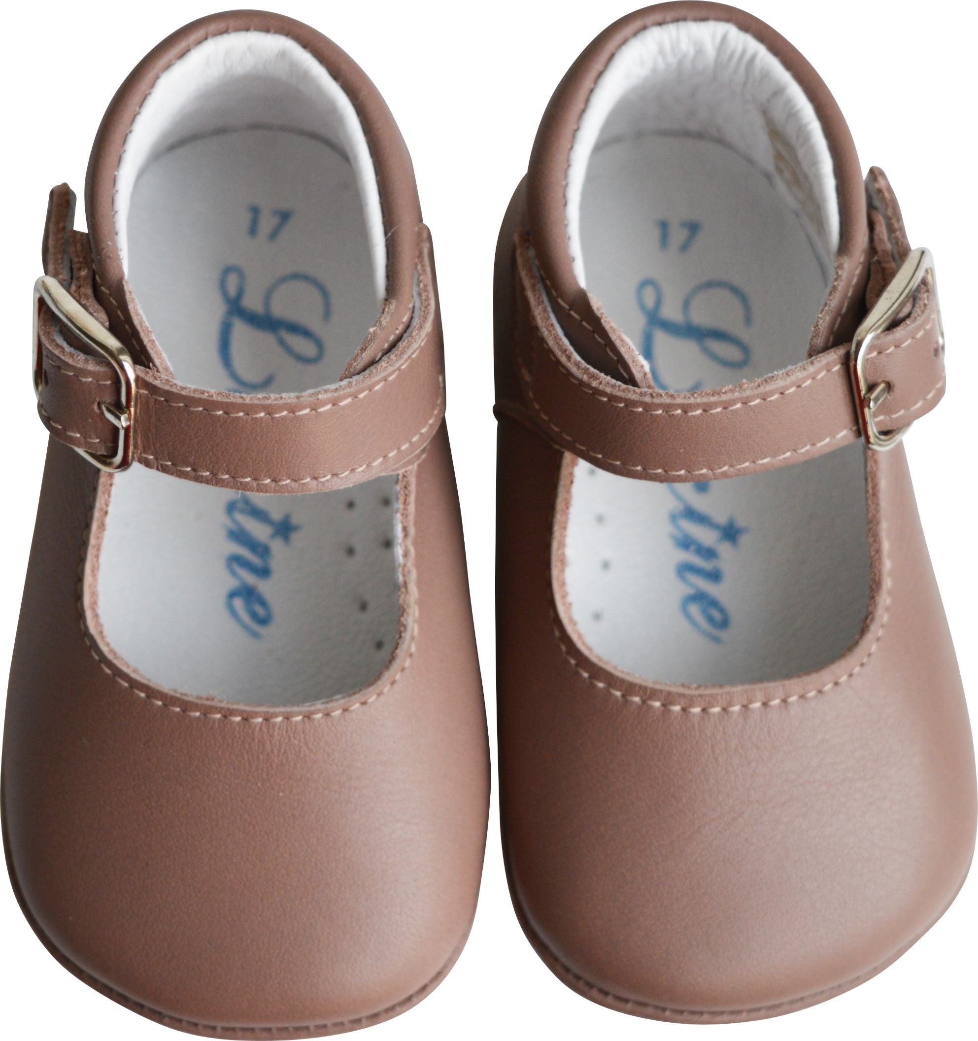 Chaussons Bébé Souples Antidérapants Fille À Boucle Mini-Alice - Cuir Rose Violine