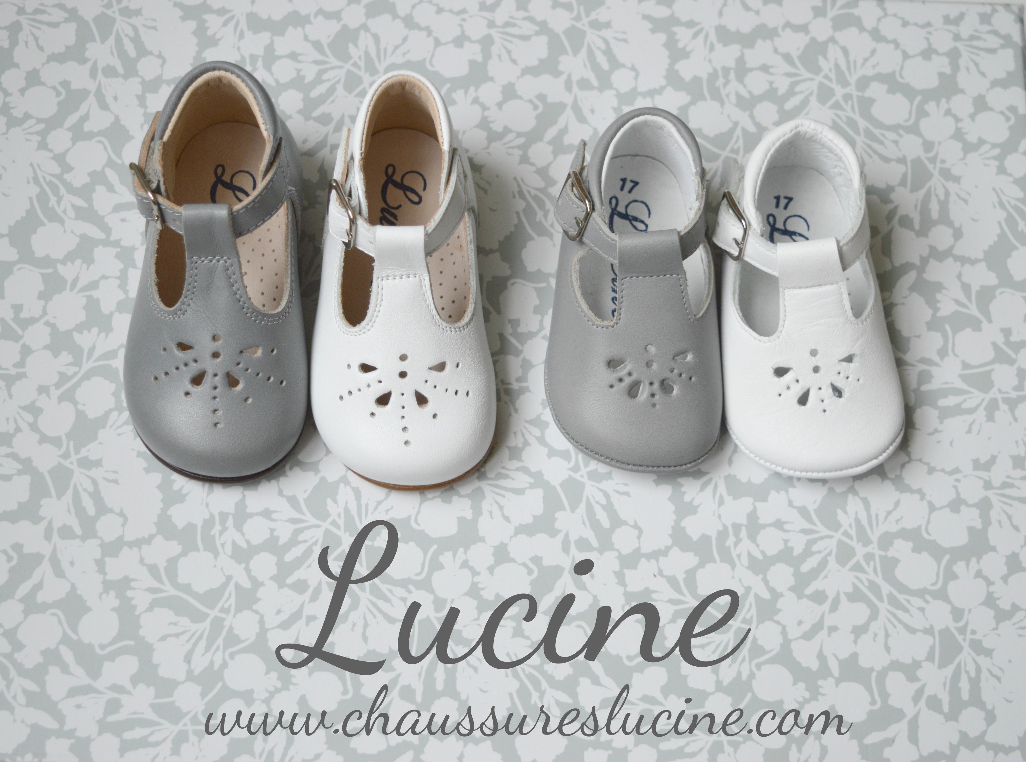 Chaussons Bébé Souples Salomé Antidérapants Mini-Aloïs - Cuir Gris Clair