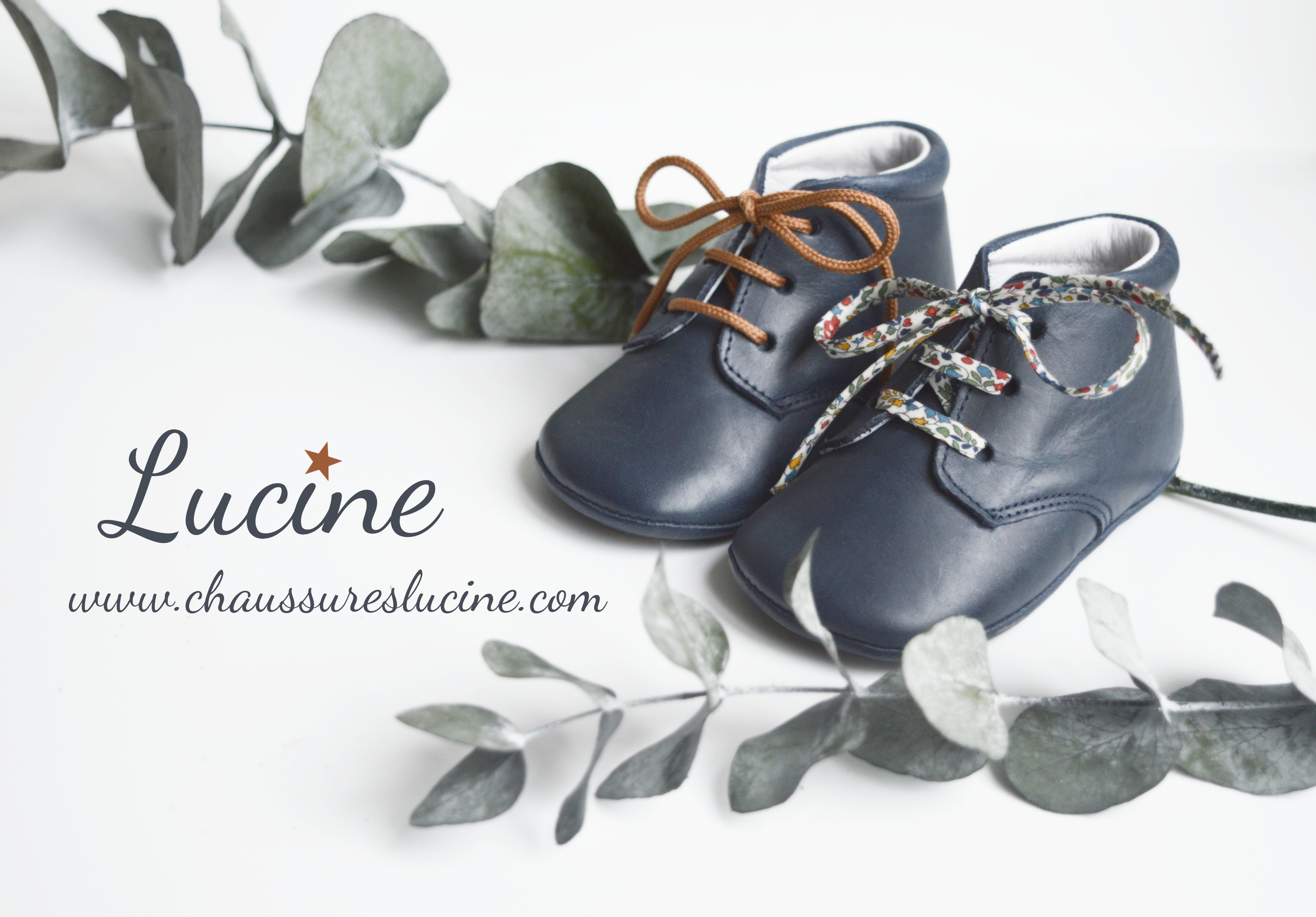 Chaussons Bébé Souples Antidérapants Mini-Arthur - Cuir Bleu Navy