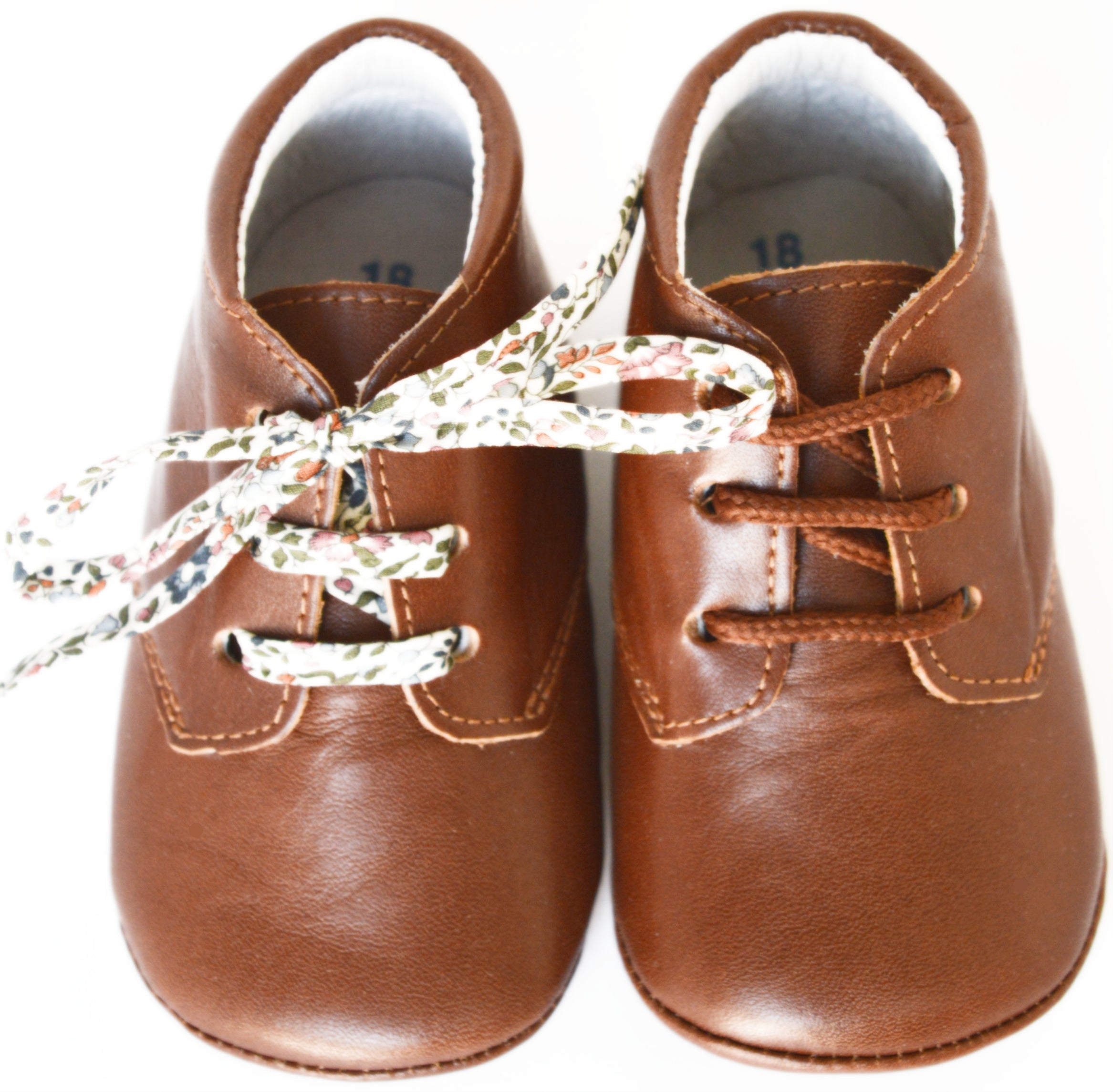 Chaussons Bébé Souples Antidérapants Mini-Arthur - Cuir Cognac