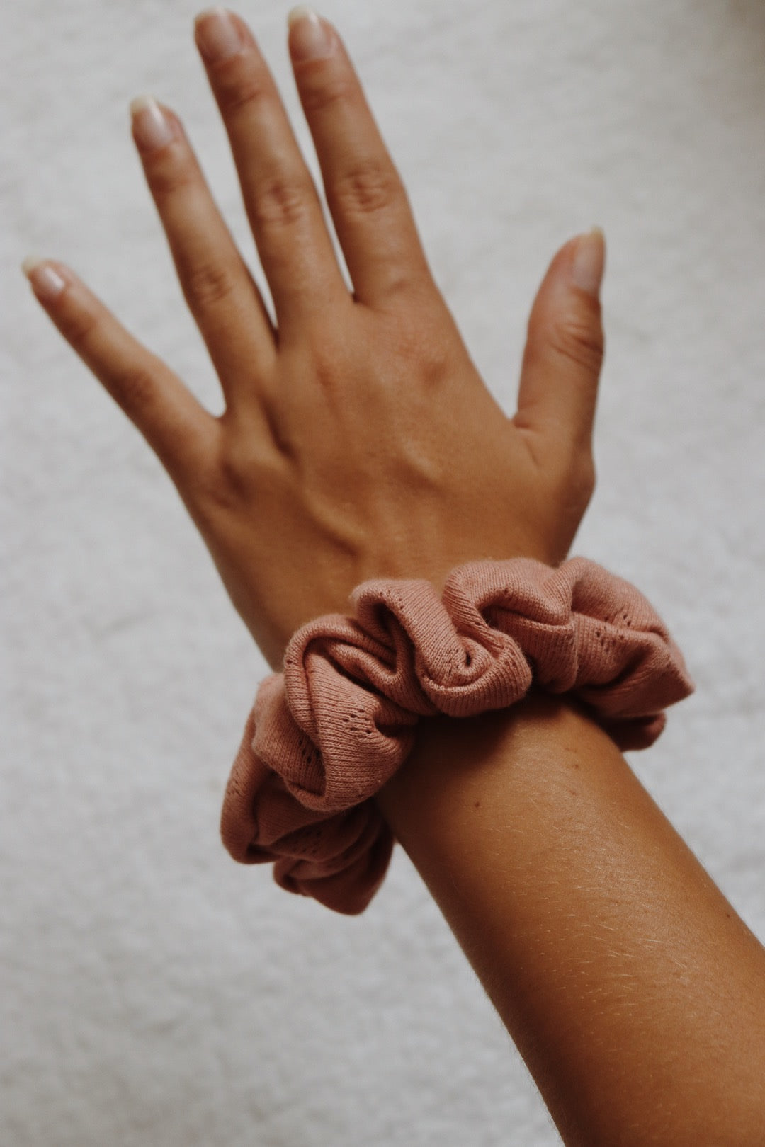 Chouchou Rose blush pointillés