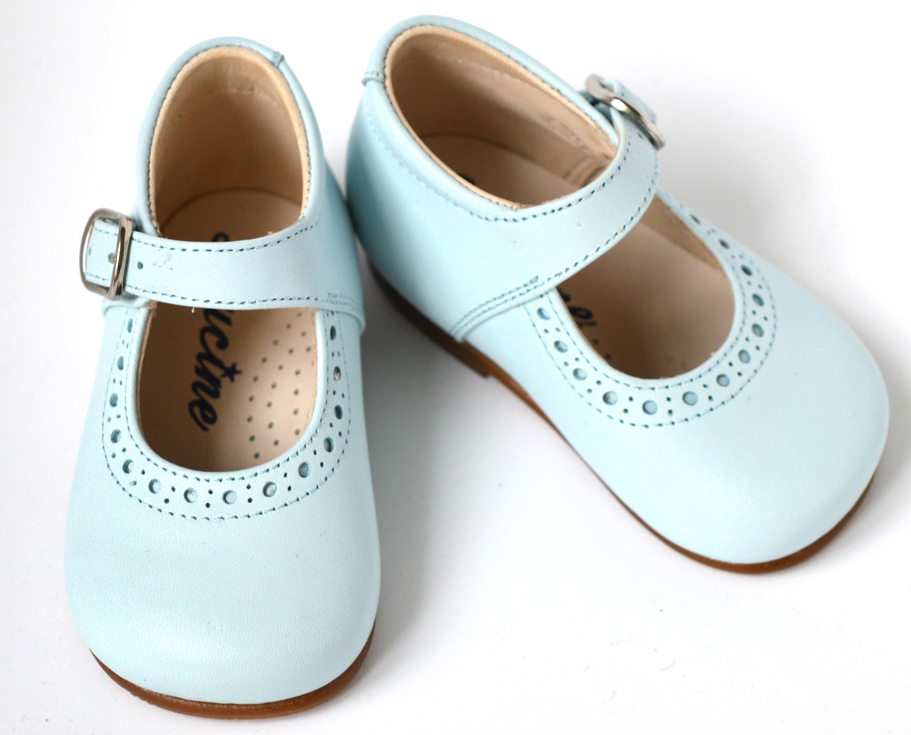 Chaussures Babies Charles Ix Alice À Boucle - Cuir Bleu Ciel