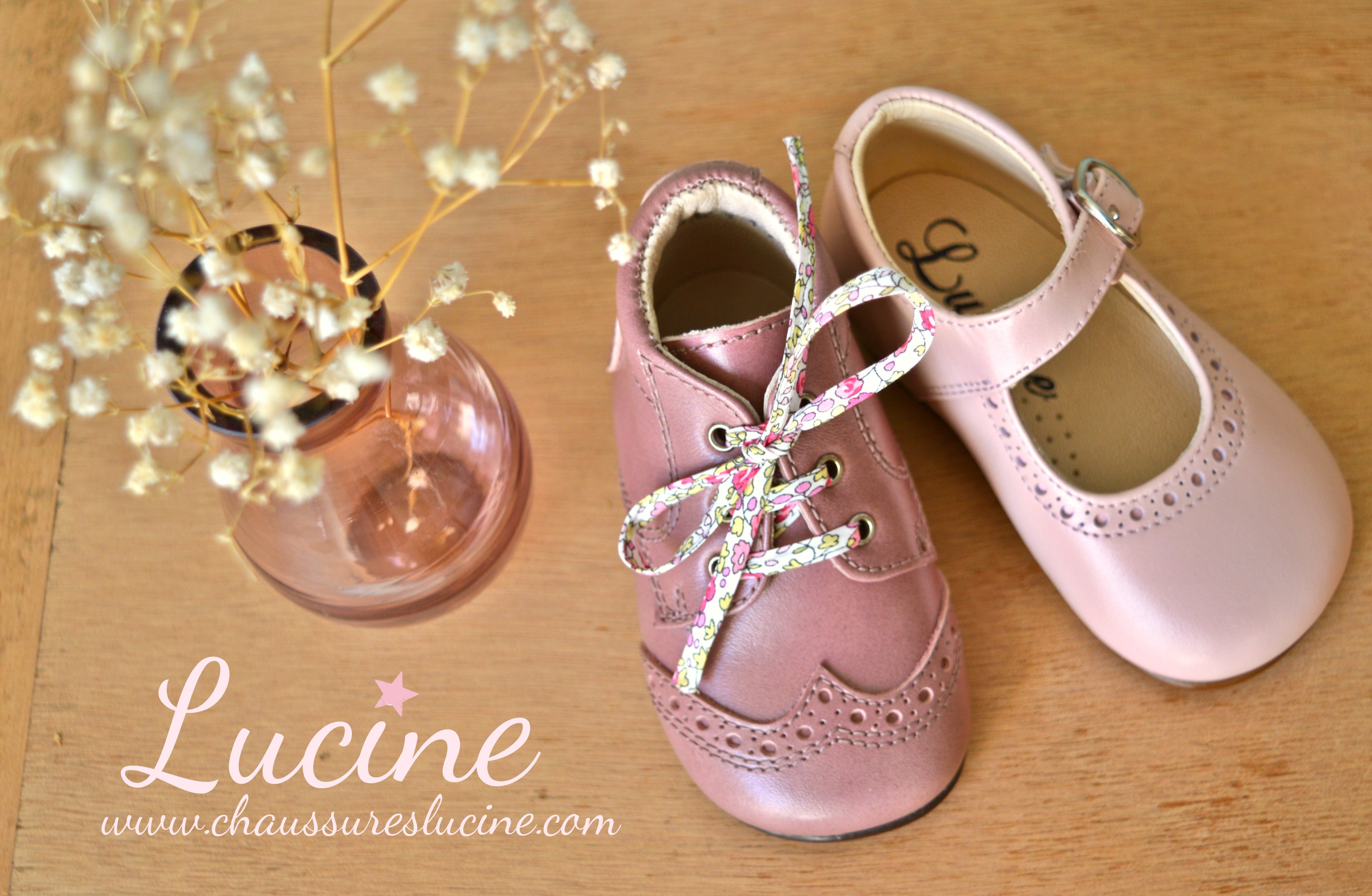 Chaussures Babies Charles Ix Alice À Boucle - Cuir Rose Pâle