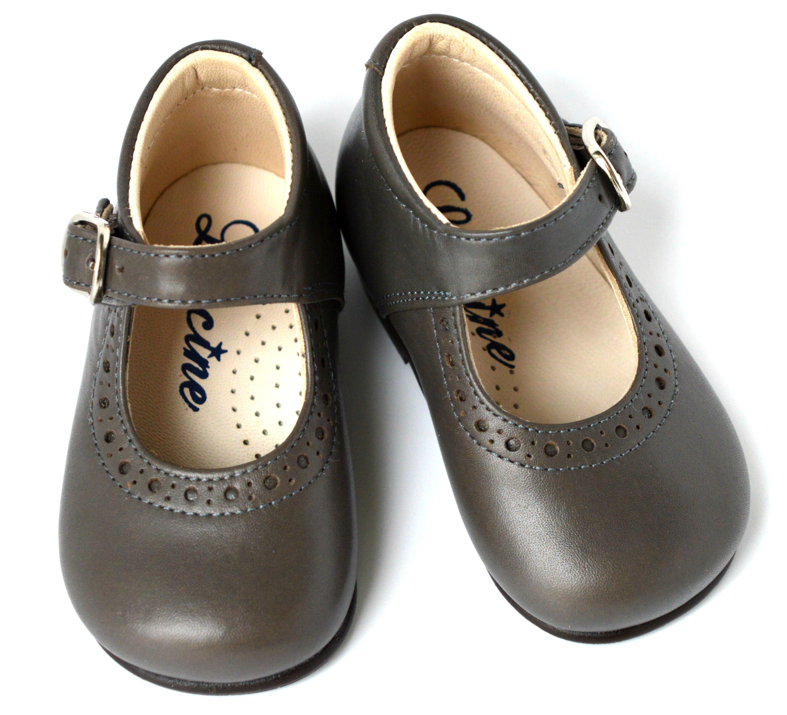 Chaussures Babies Charles Ix Alice À Boucle - Cuir Gris Taupe