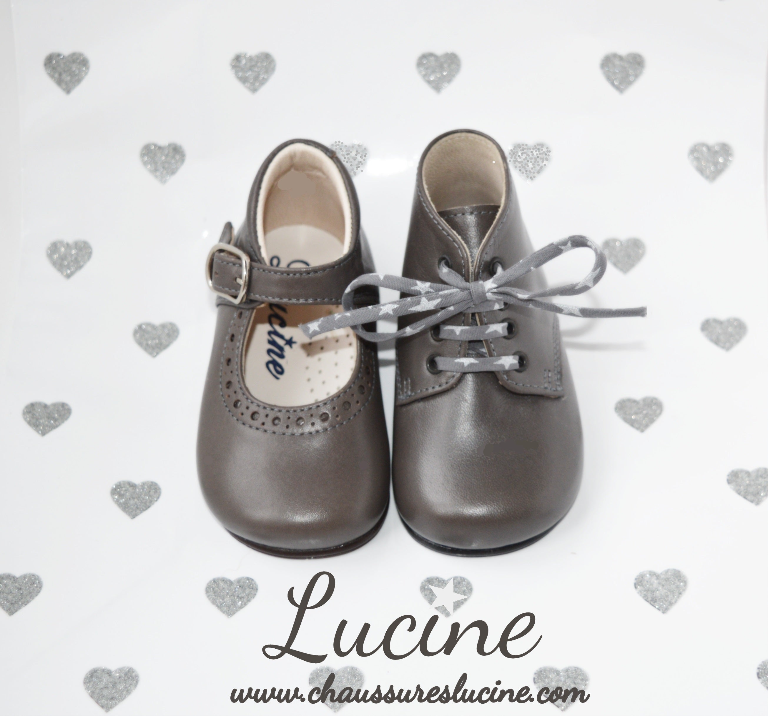 Chaussures Babies Charles Ix Alice À Boucle - Cuir Gris Taupe