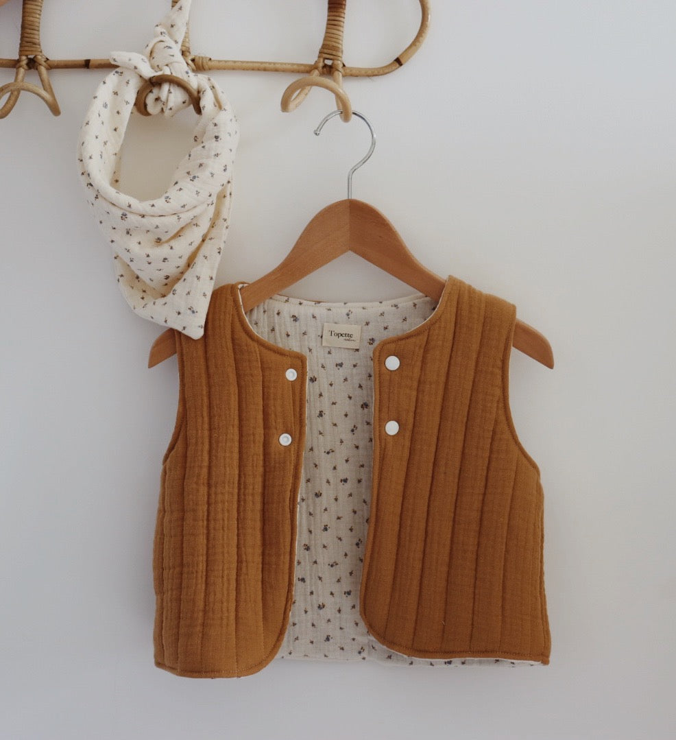 Veste matelassée sans manches Bleuet/Camel