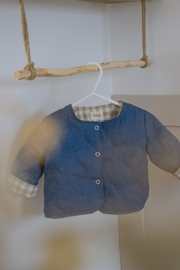 Veste matelassée avec manches Jean / Vichy Camel