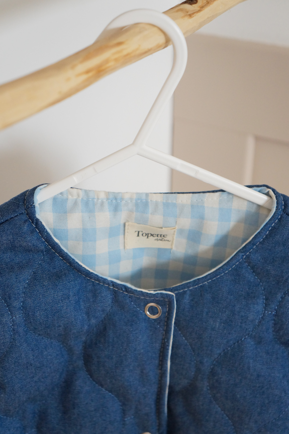 Veste matelassée sans manches Jean / Vichy Bleu ciel