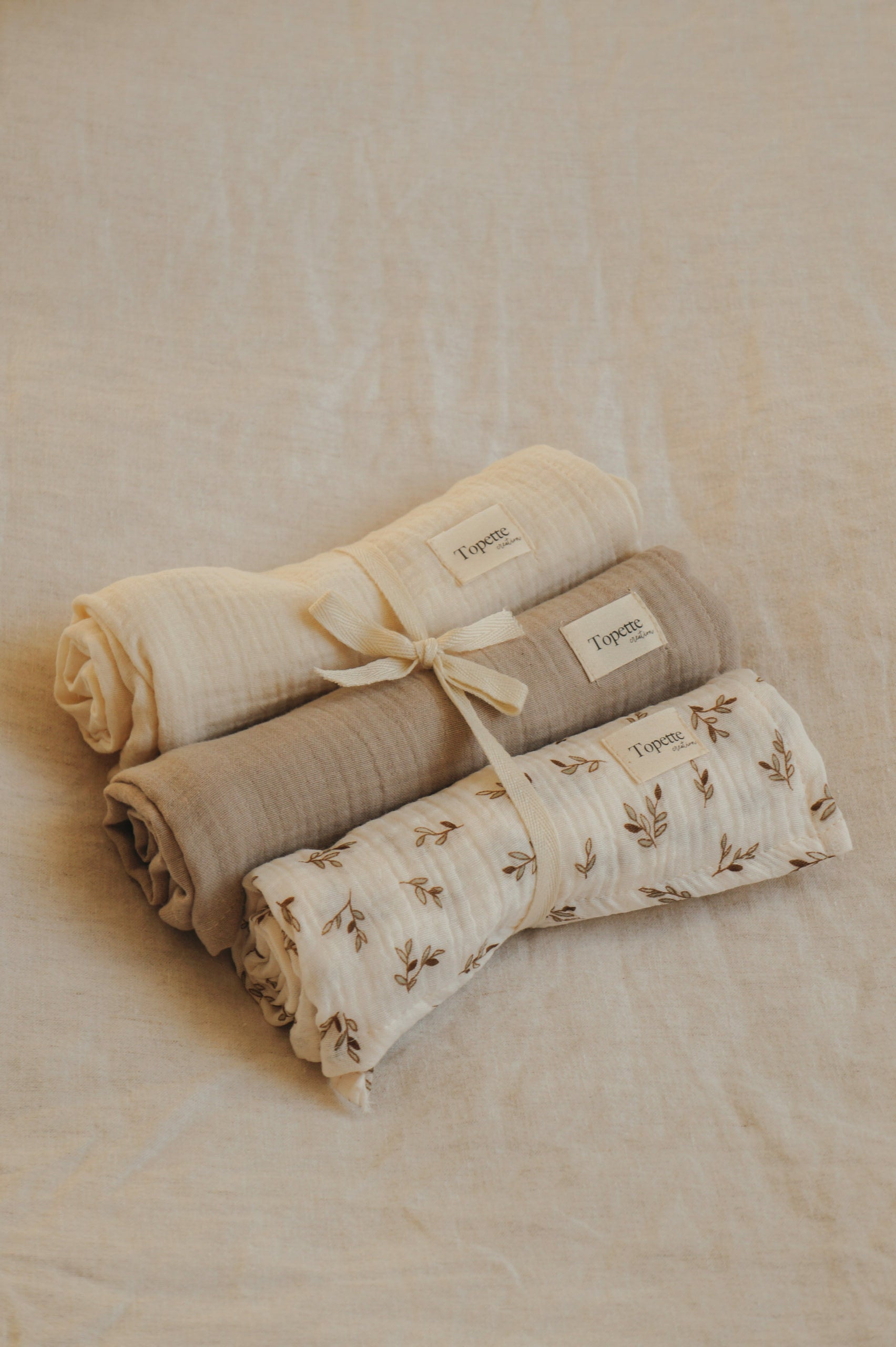 Trio de langes Feuilles naturelles