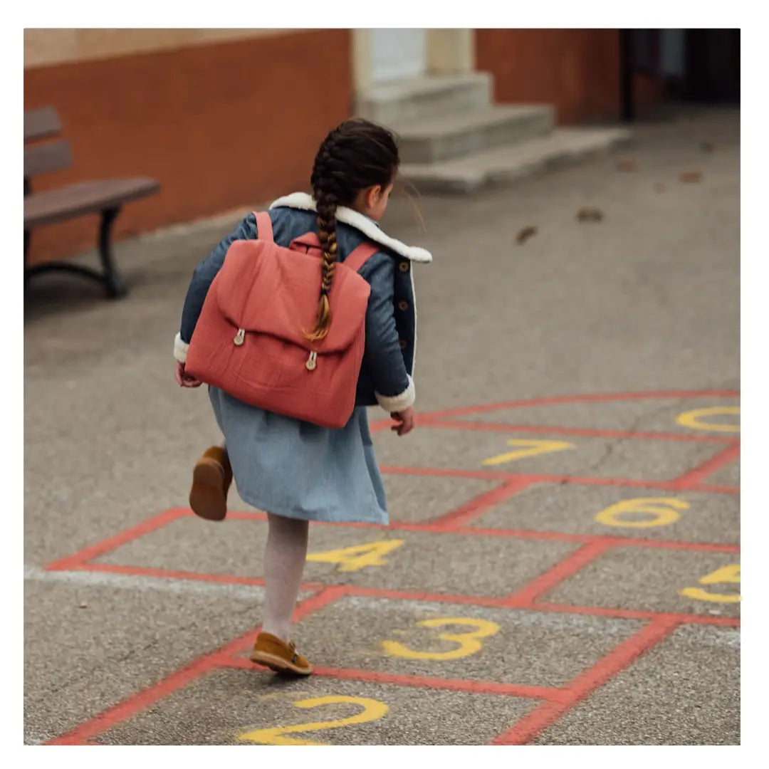 Cartable personnalisé fille rose marsala Géranium