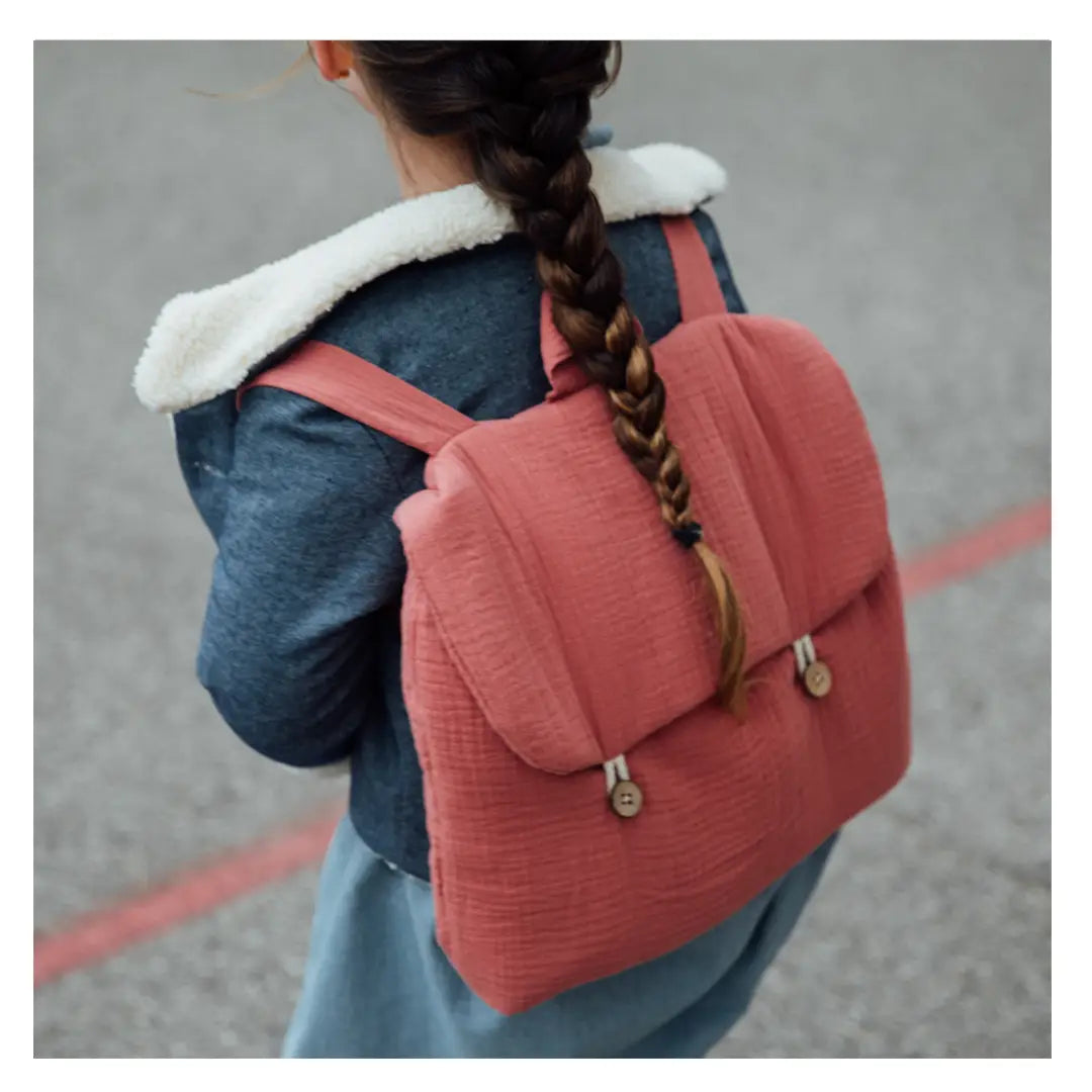 Cartable personnalisé fille rose marsala Géranium