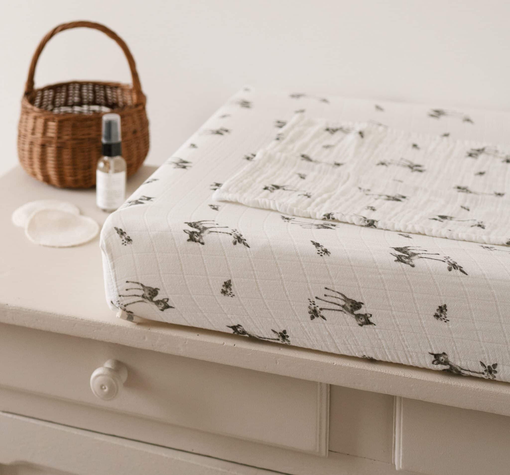 Housse matelas à langer faon écru
