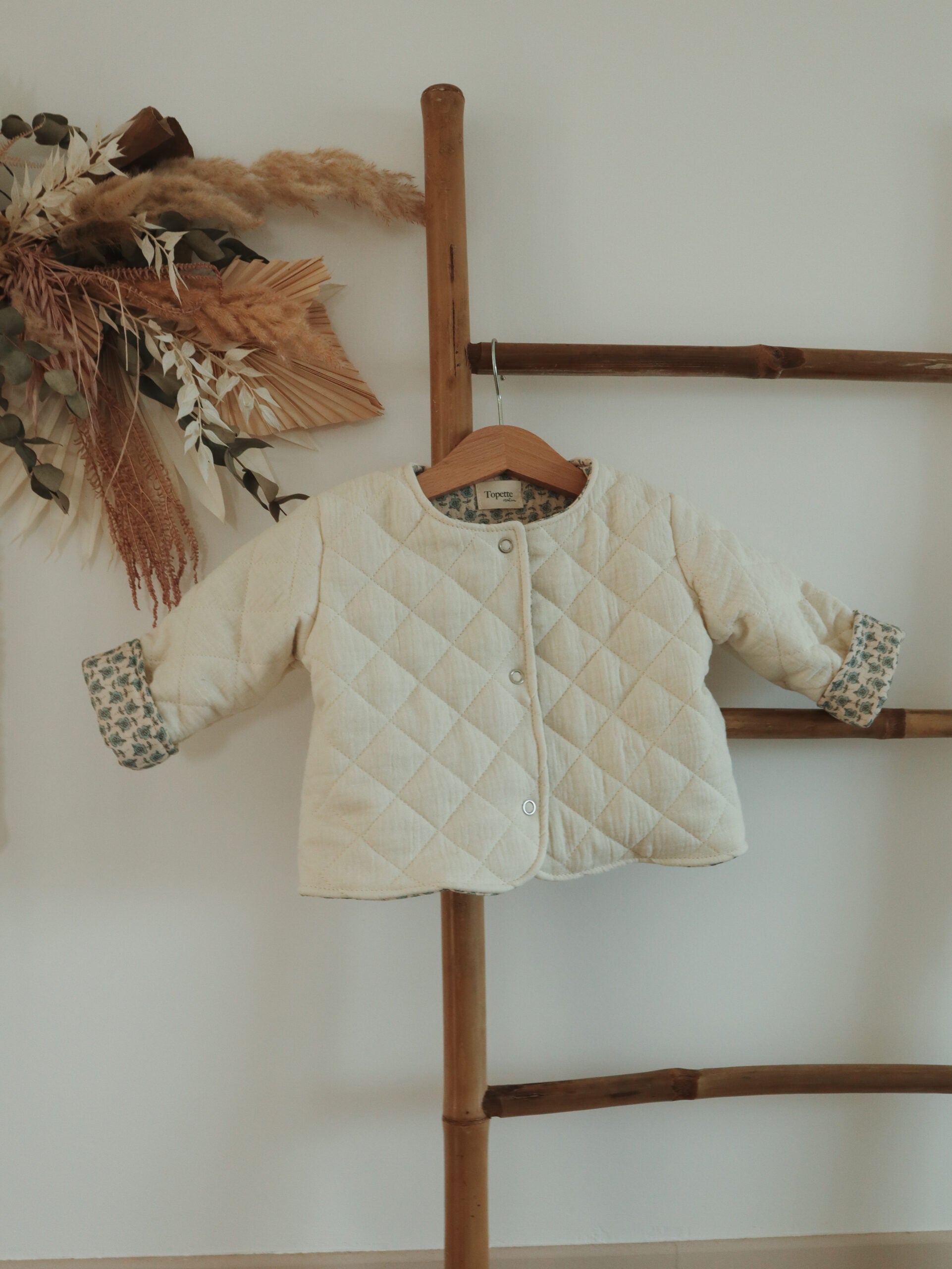 Veste matelassée avec manches Crème/Bloom