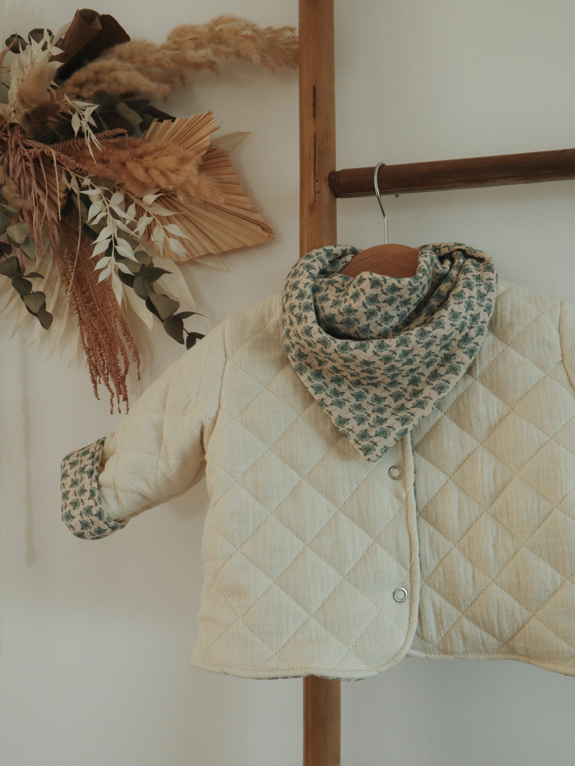 Veste matelassée avec manches Crème/Bloom