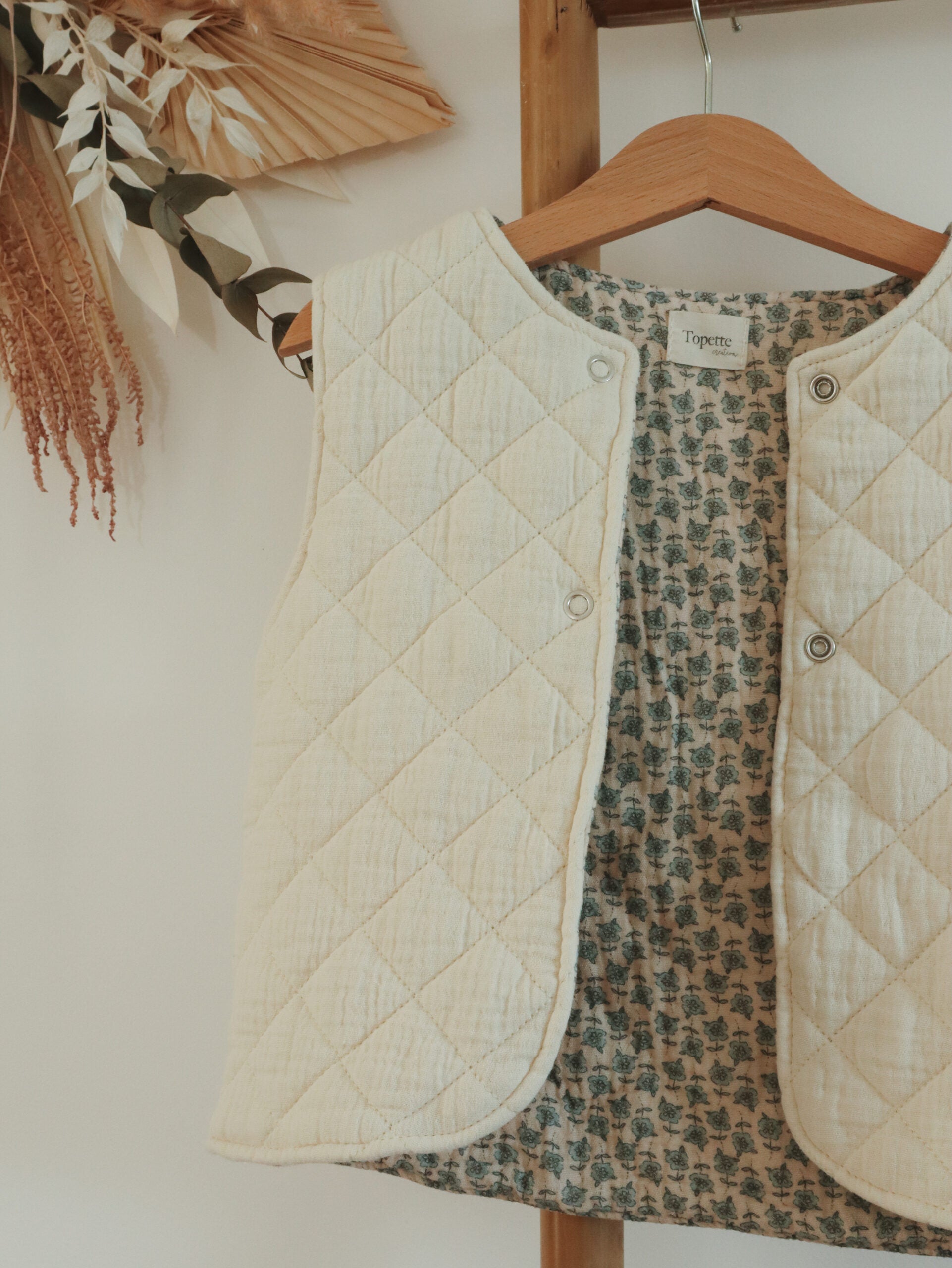 Veste matelassée sans manches Crème/Bloom