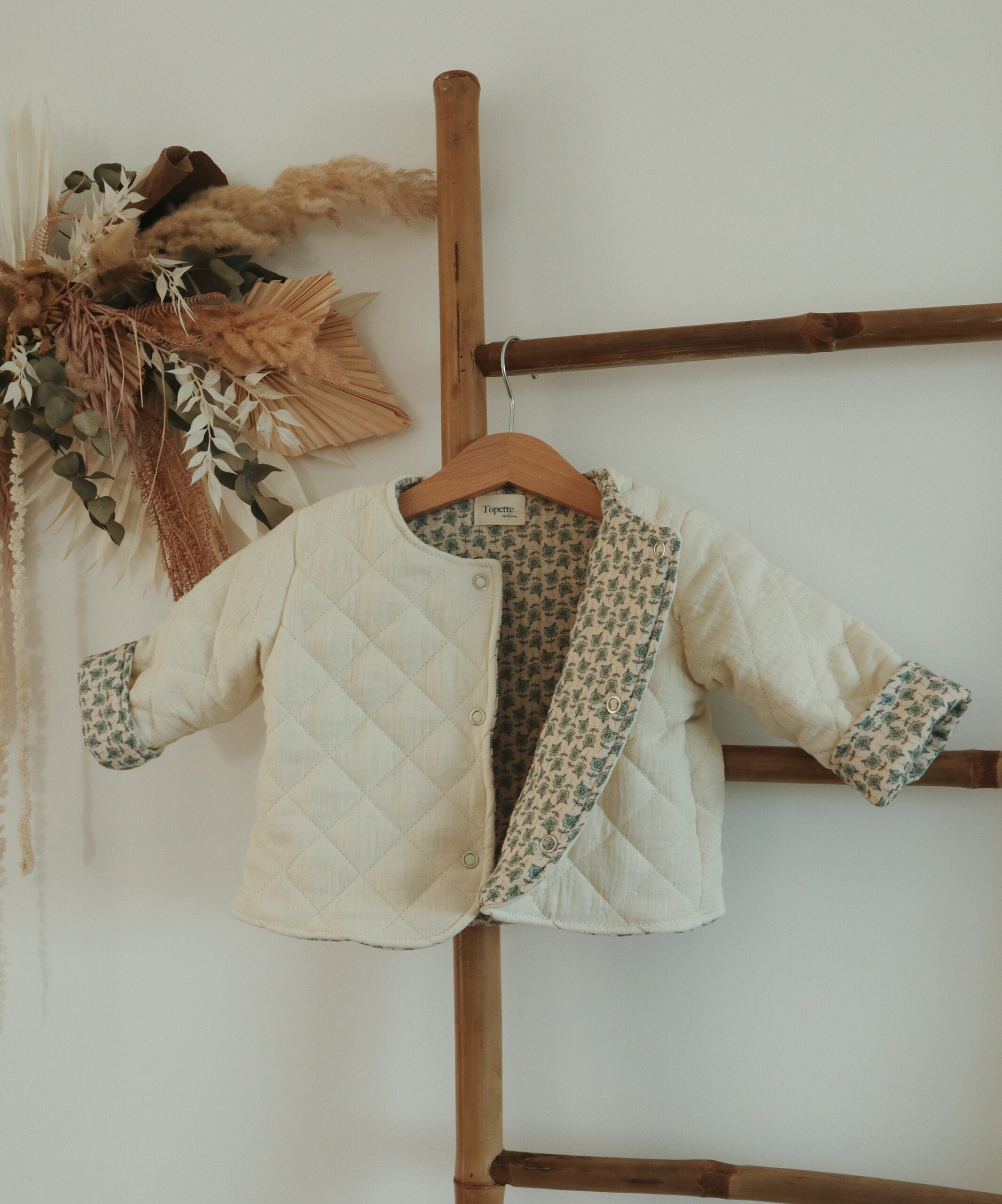 Veste matelassée avec manches Crème/Bloom